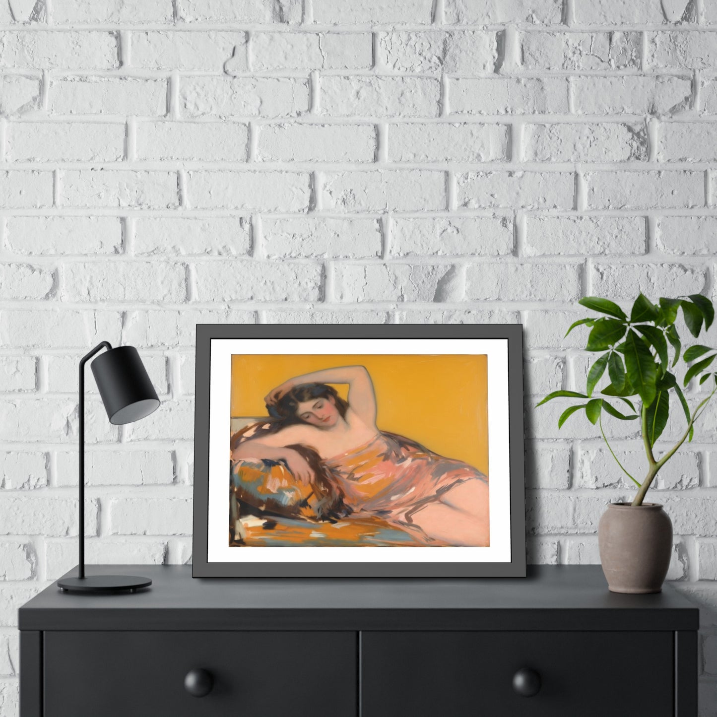 Framed Art Poster — Vintage Reclining Woman Print, Museum-Style Wall Art
