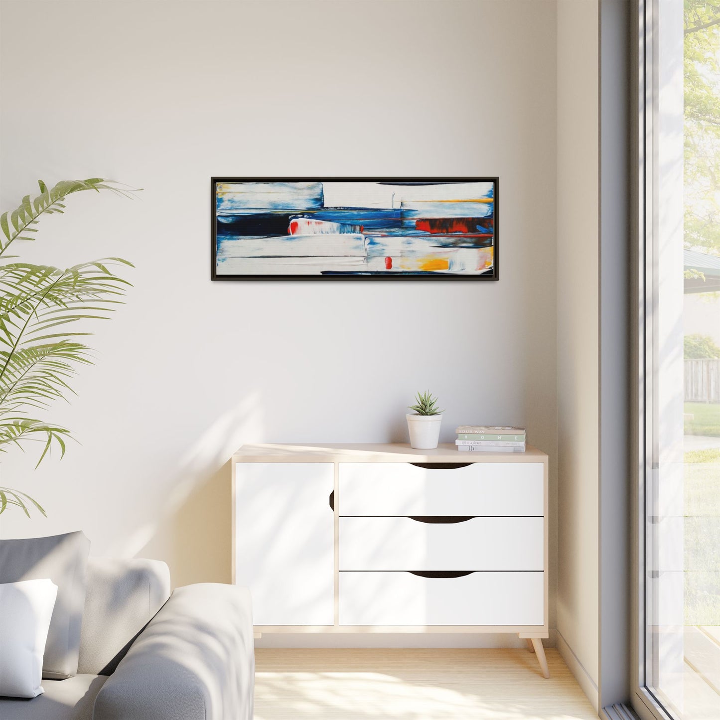Abstract Coastal Brushstrokes Framed Canvas Print