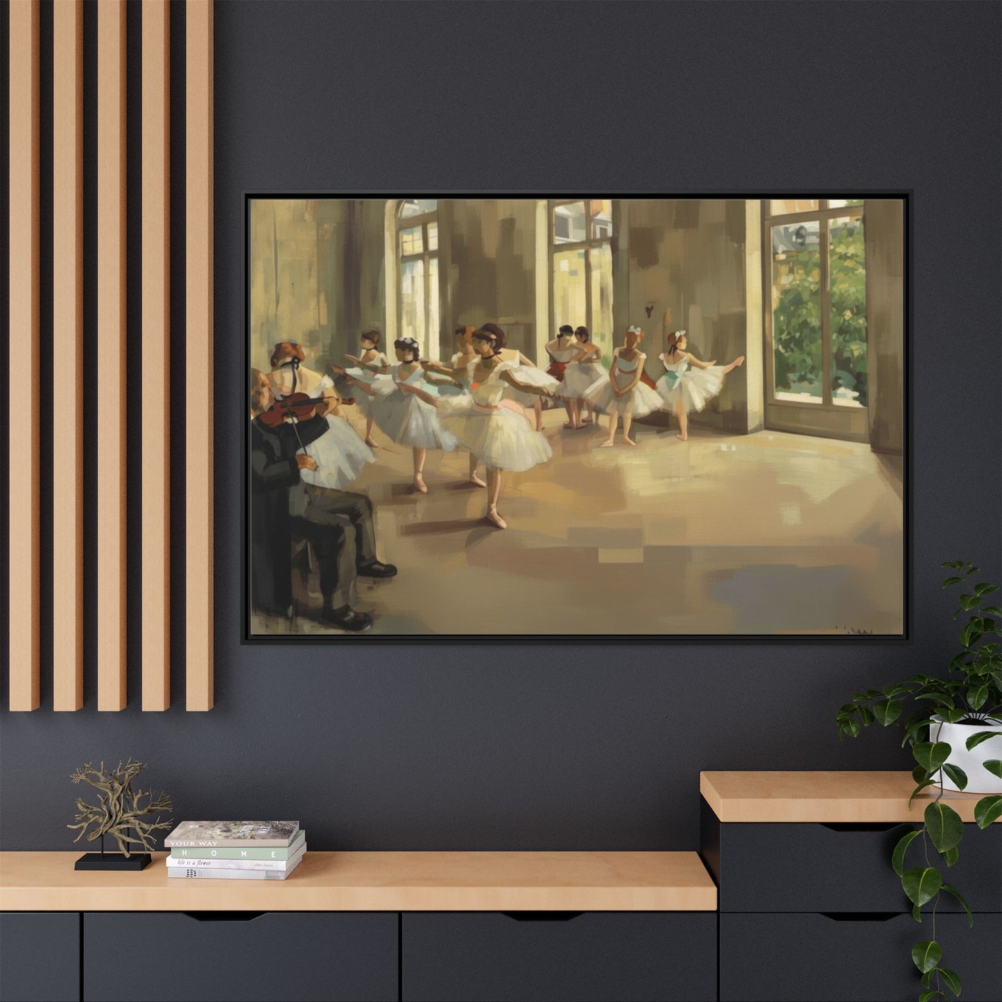 Framed Matte Canvas Print — Ballet Class Scene (Impressionist Dancers)