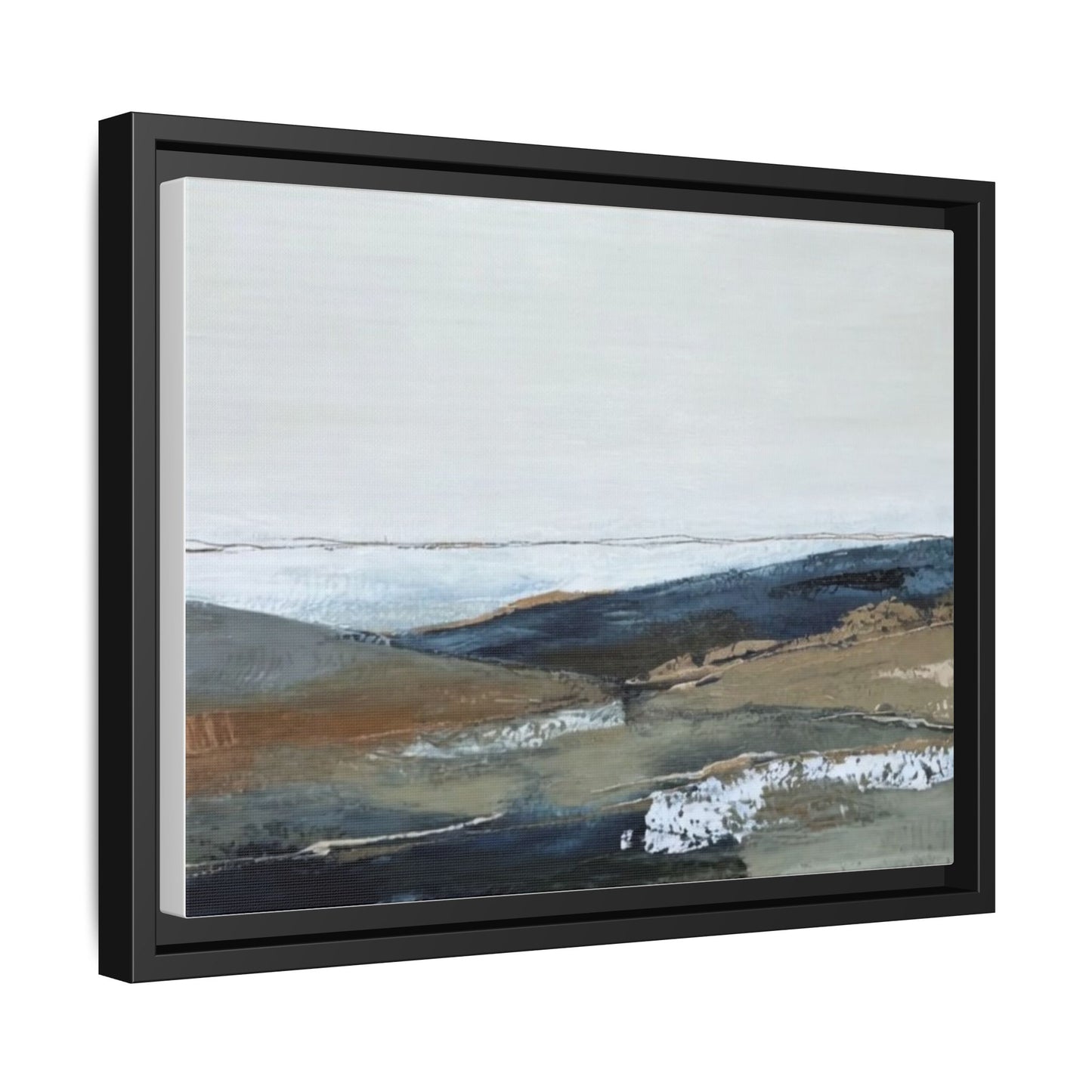 Framed Matte Canvas Wall Art — Serene Coastal Abstract Landscape
