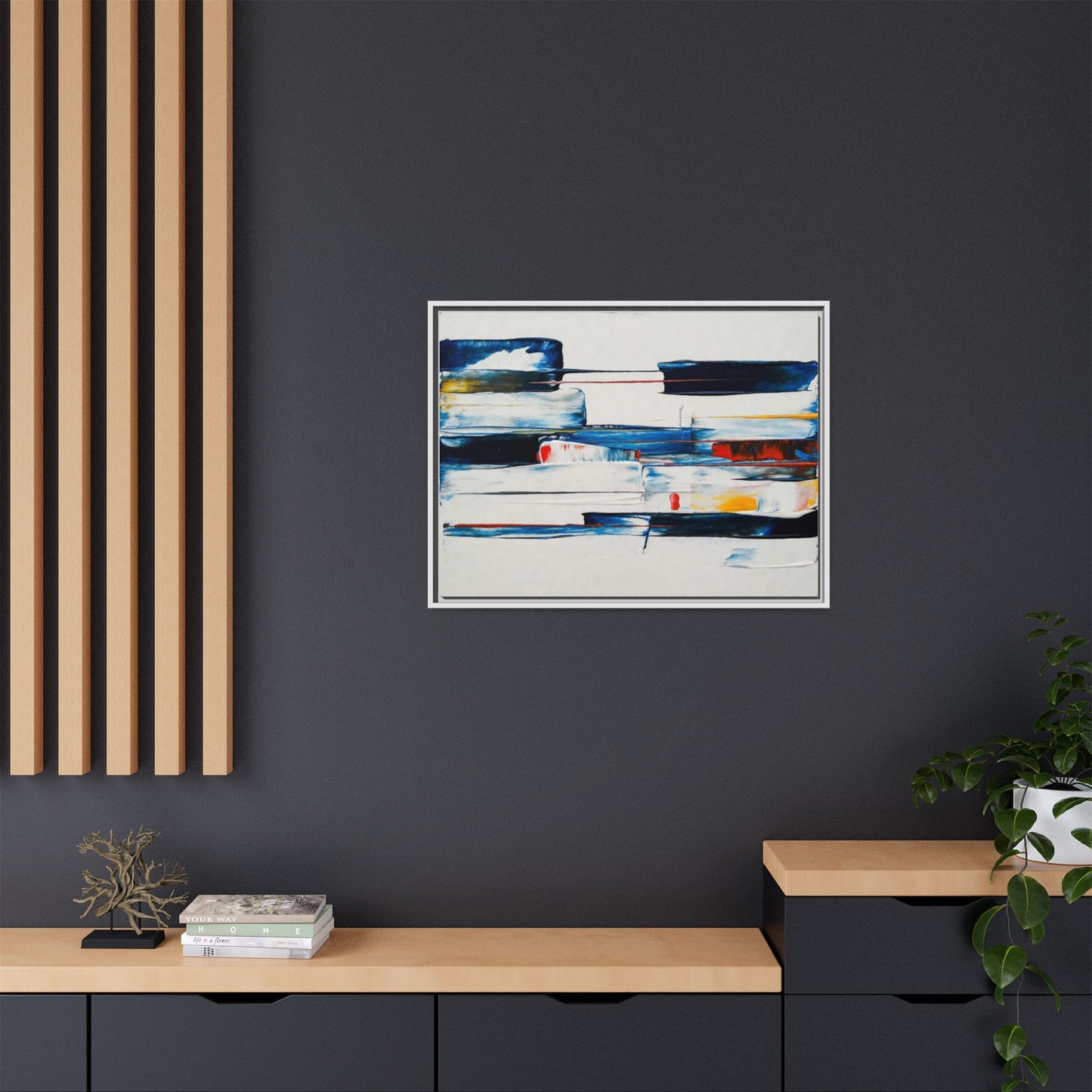 Abstract Coastal Brushstrokes Framed Canvas Print