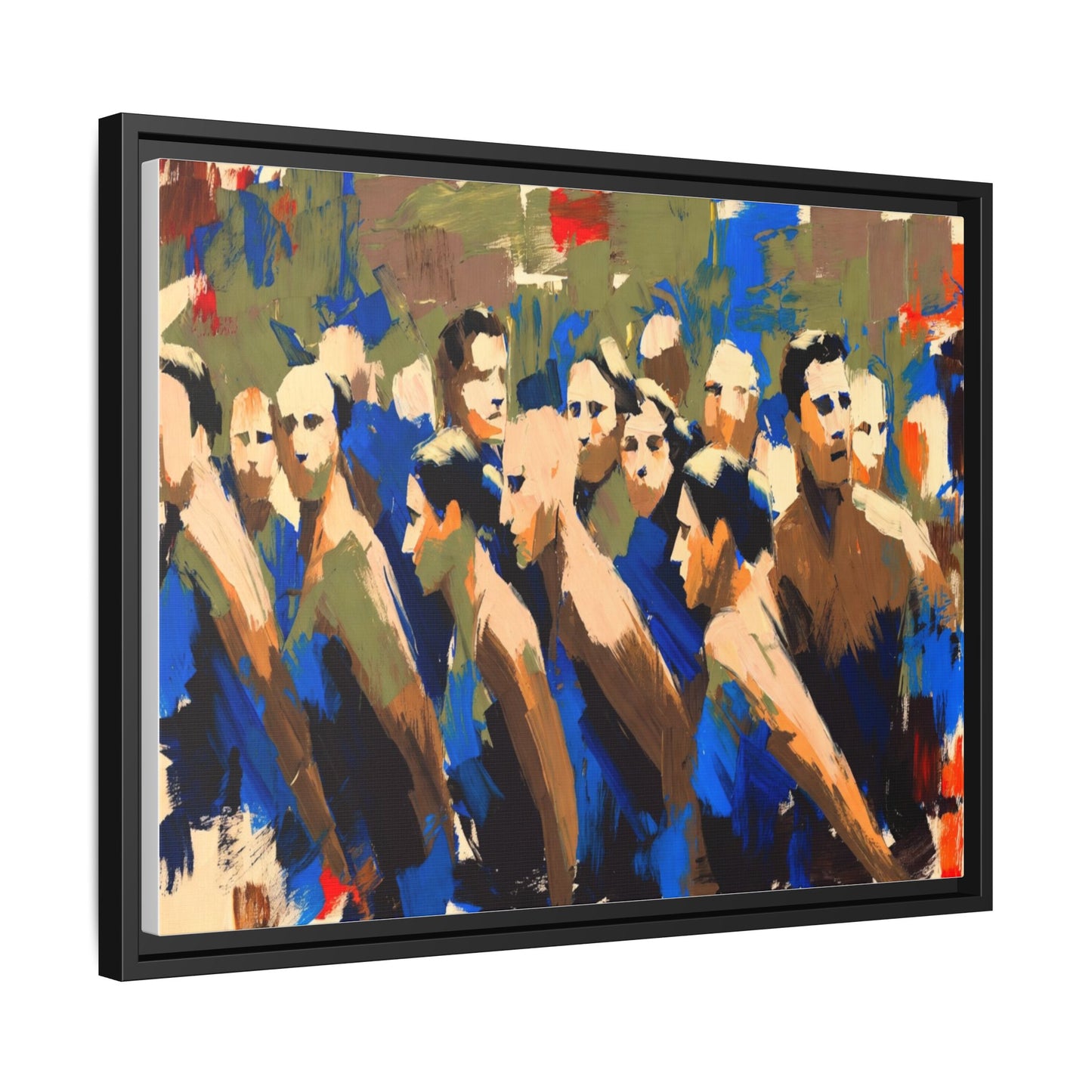 Abstract Crowd Matte Canvas Print — Framed Multi-Color Wall Art