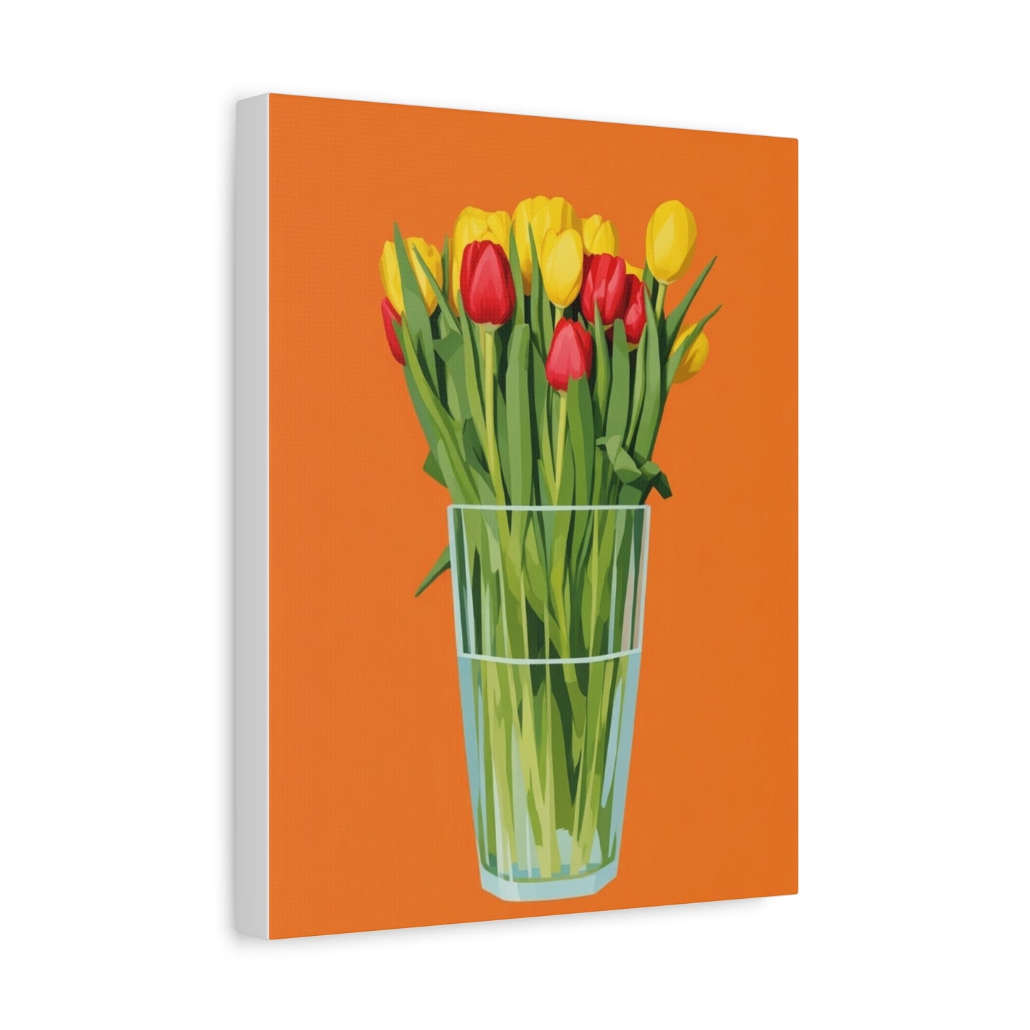 Tulip Bouquet Canvas Wall Art – Glass Vase on Orange