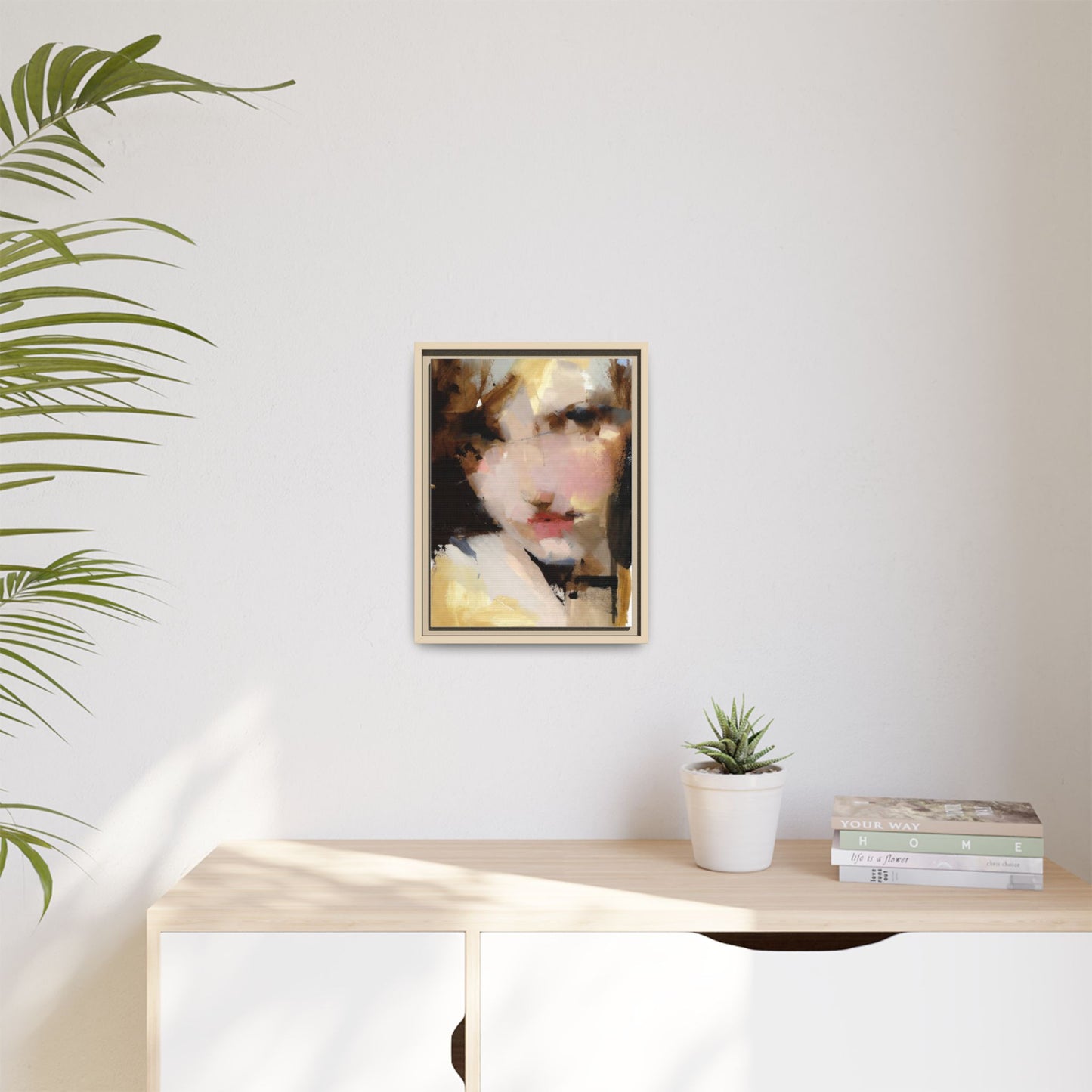 Abstract Portrait Matte Canvas Framed Print — Modern Feminine Wall Art