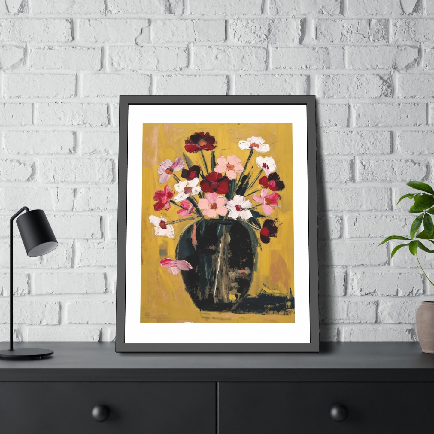 Framed Poster  Abstract Floral Vase Art Print