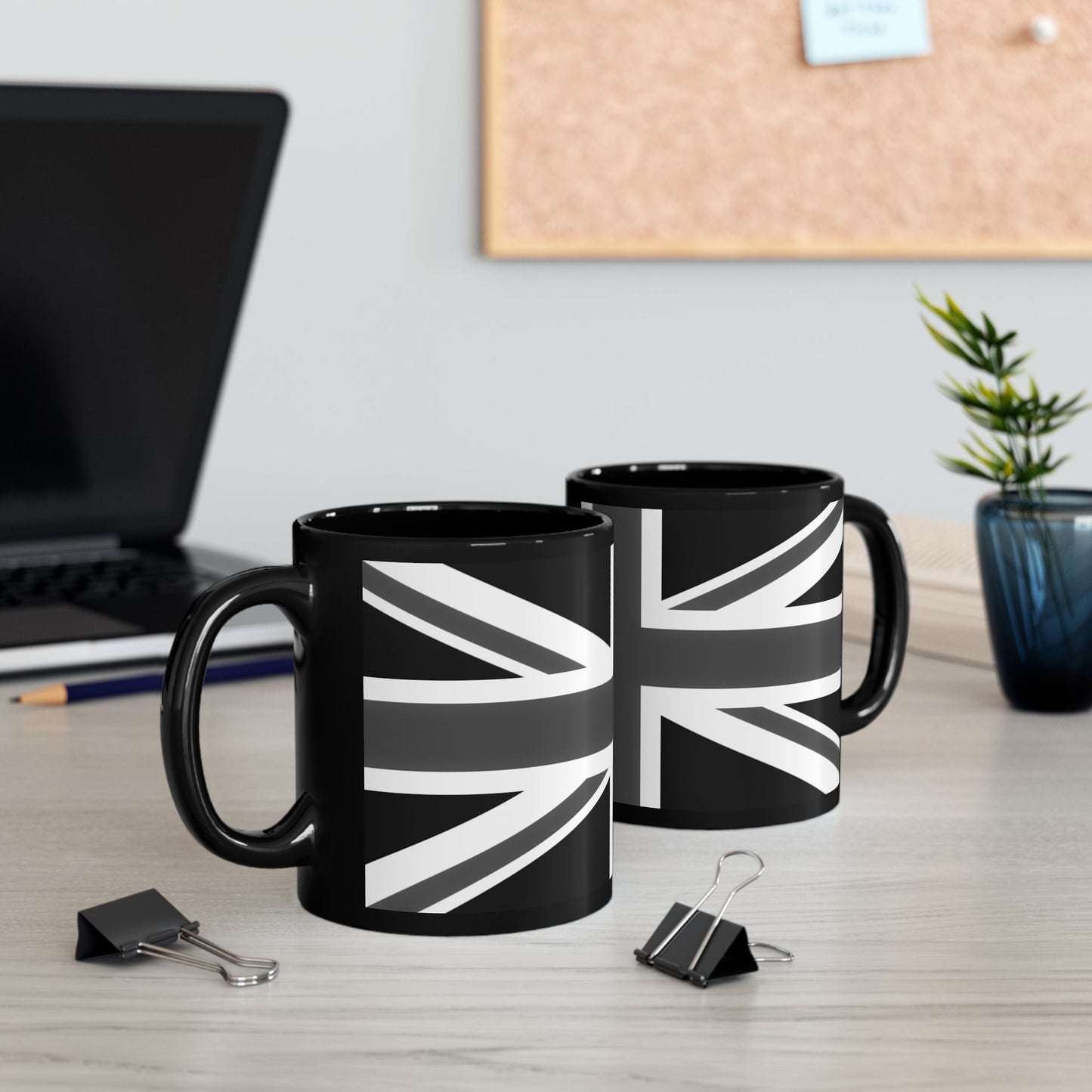 Black Union Jack Mug – Monochrome British Flag Coffee Cup (11oz & 15oz)