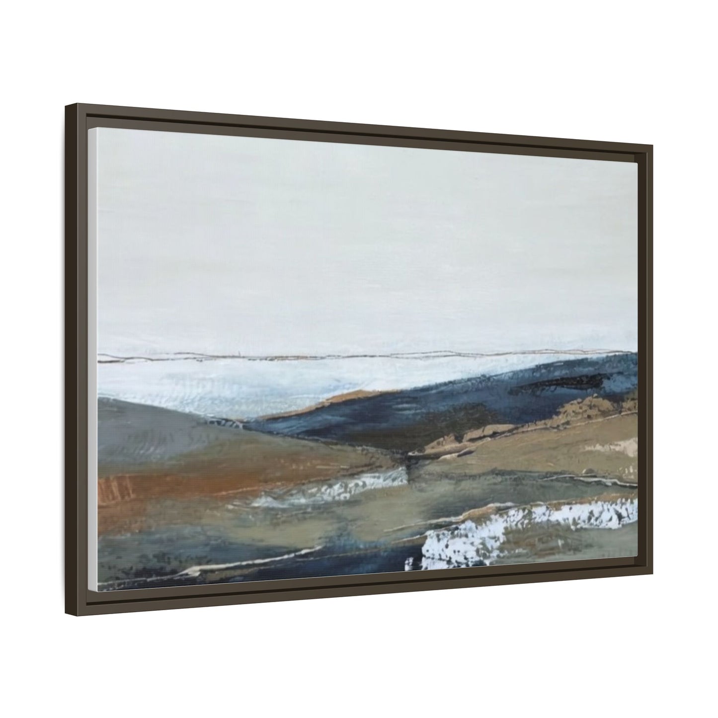 Framed Matte Canvas Wall Art — Serene Coastal Abstract Landscape