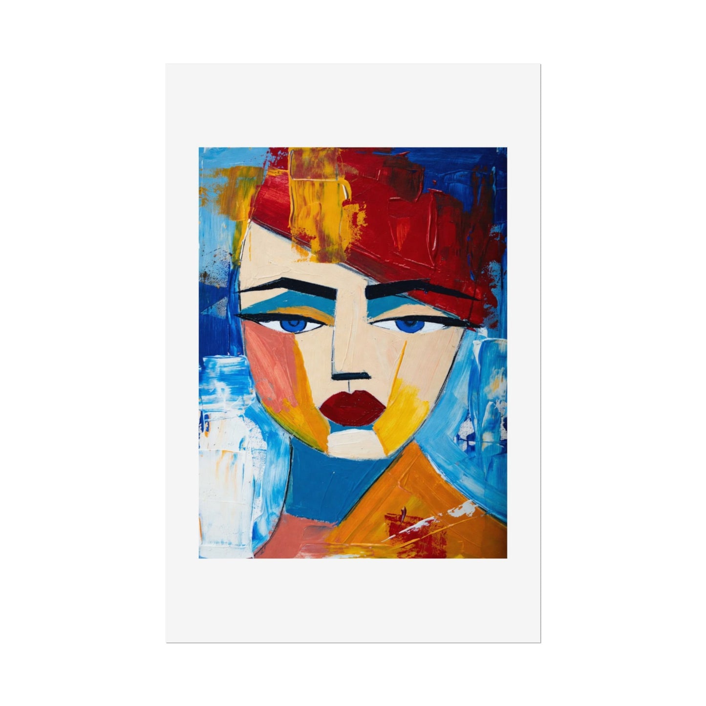 Abstract Colorful Face Poster - Modern Expressionist Rolled Art Print