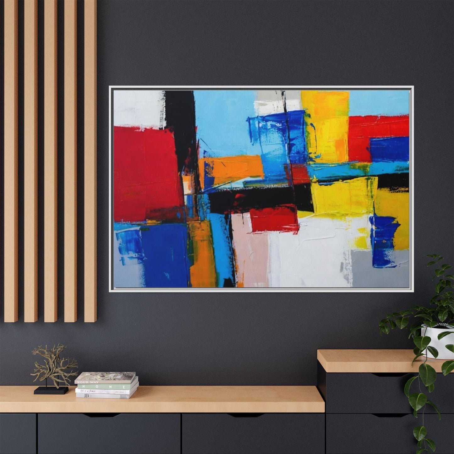 Abstract Color Block Matte Canvas Framed Wall Art
