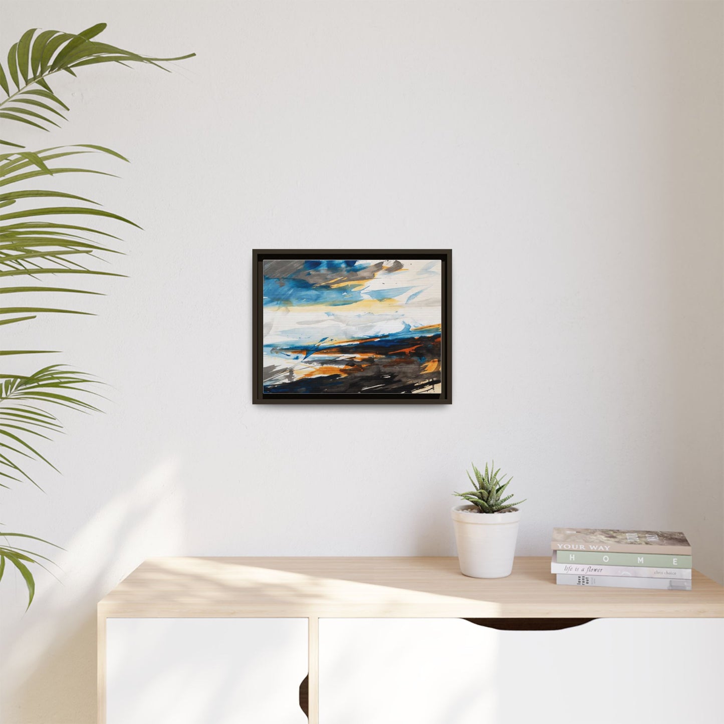 Abstract Coastal Waves Matte Canvas Framed Wall Art