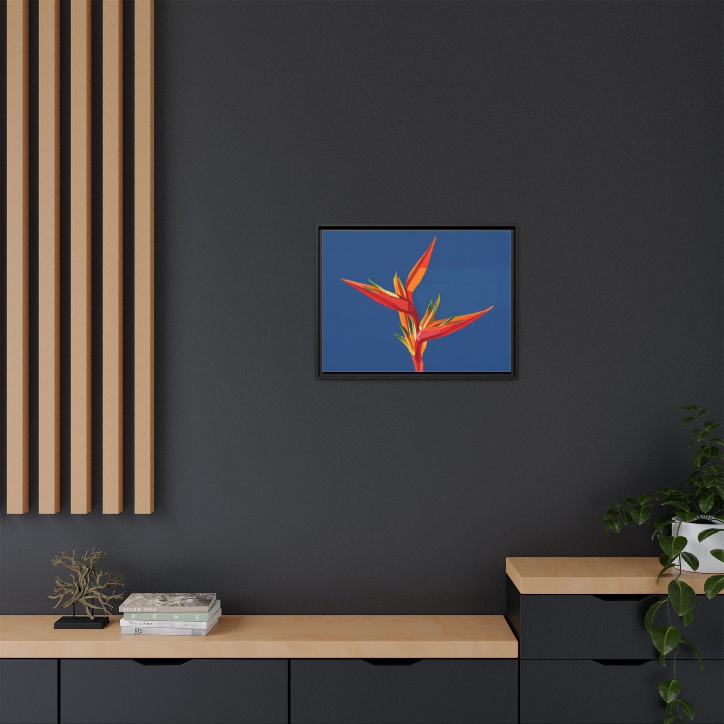 Framed Matte Canvas – Tropical Bird of Paradise Floral Wall Art