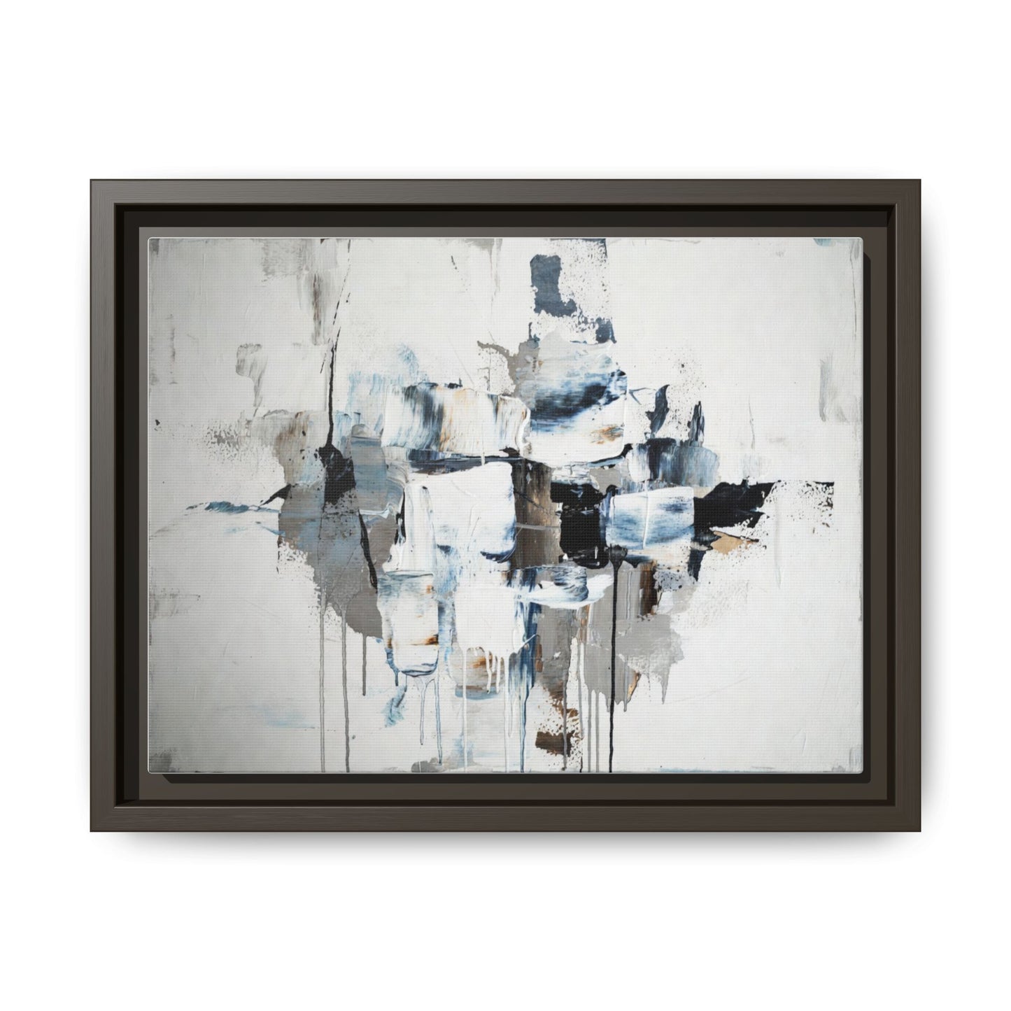 Framed Abstract Canvas Art — Blue Neutral Modern Wall Print