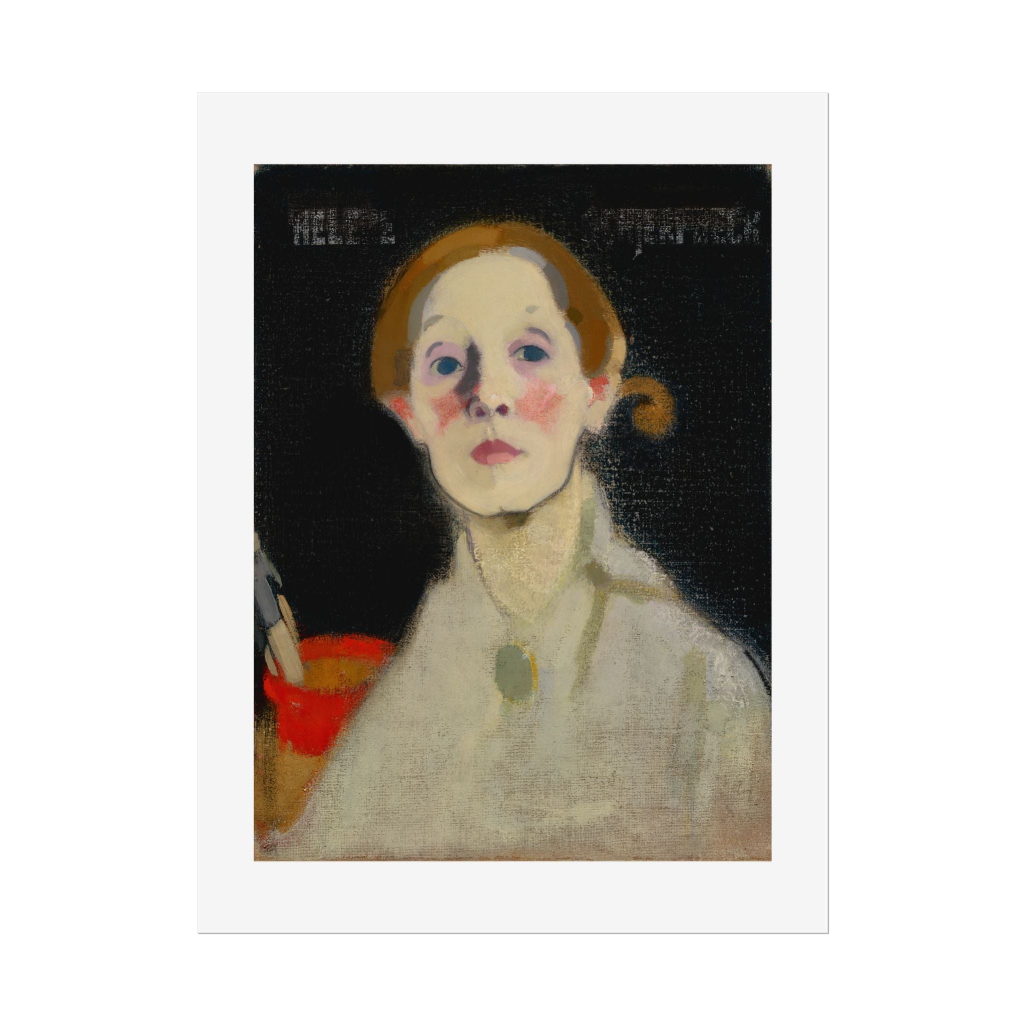 Self-Portrait Black Background by Helene Schjerfbeck Wall Art Print