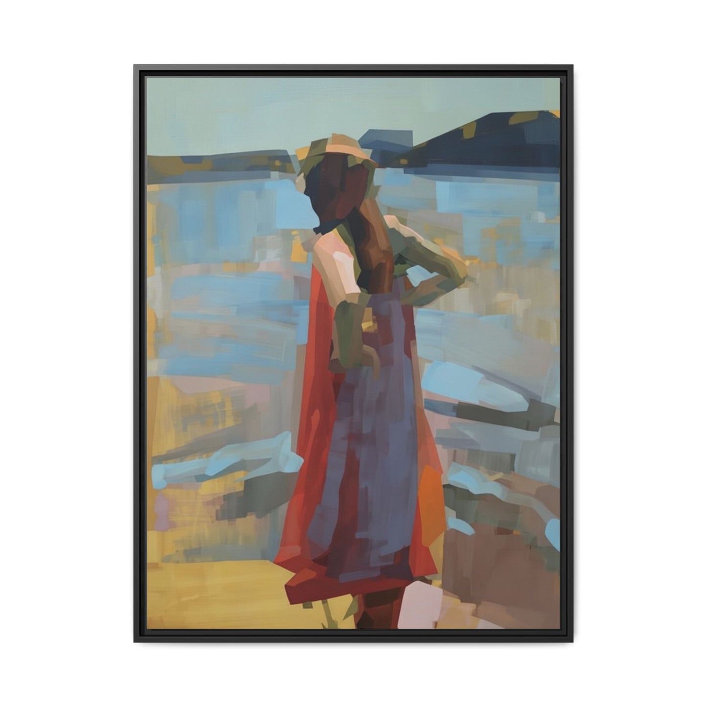 Framed Matte Canvas Print — Coastal Woman Abstract Art