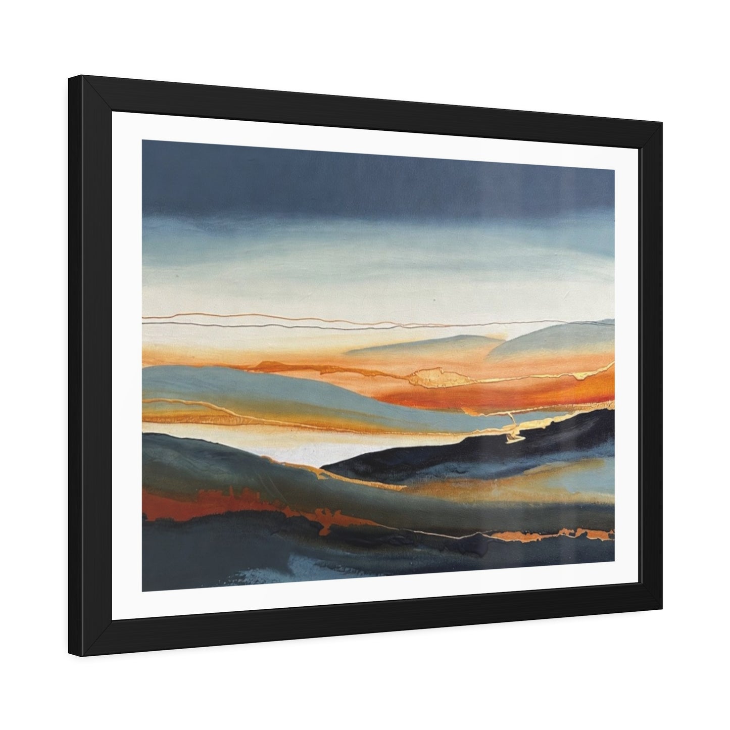 Abstract Golden Landscape Framed Poster — Contemporary Wall Art