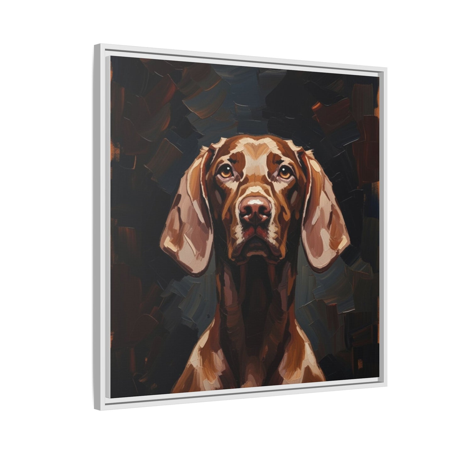 Framed Matte Canvas Dog Portrait – Brown Vizsla Wall Art