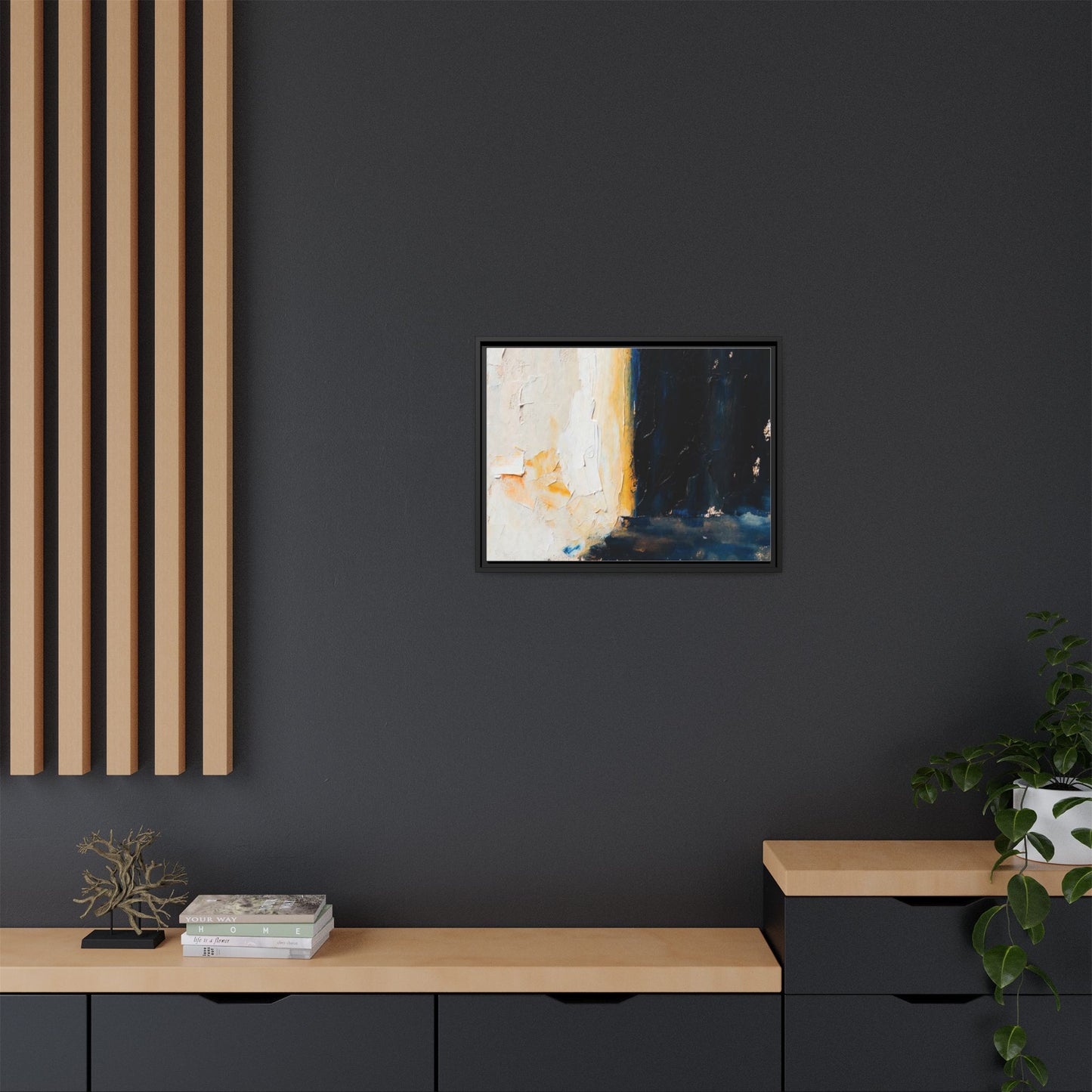 Abstract Coastal Texture Framed Canvas Art — Matte Multi-Color Wall Print