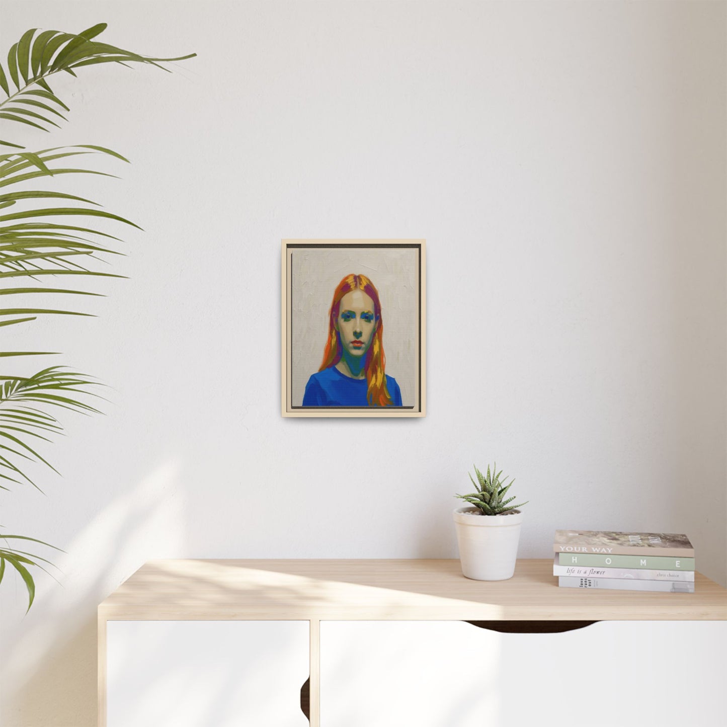 Framed Matte Canvas Portrait — Vibrant Multi‑Color Girl Art Print