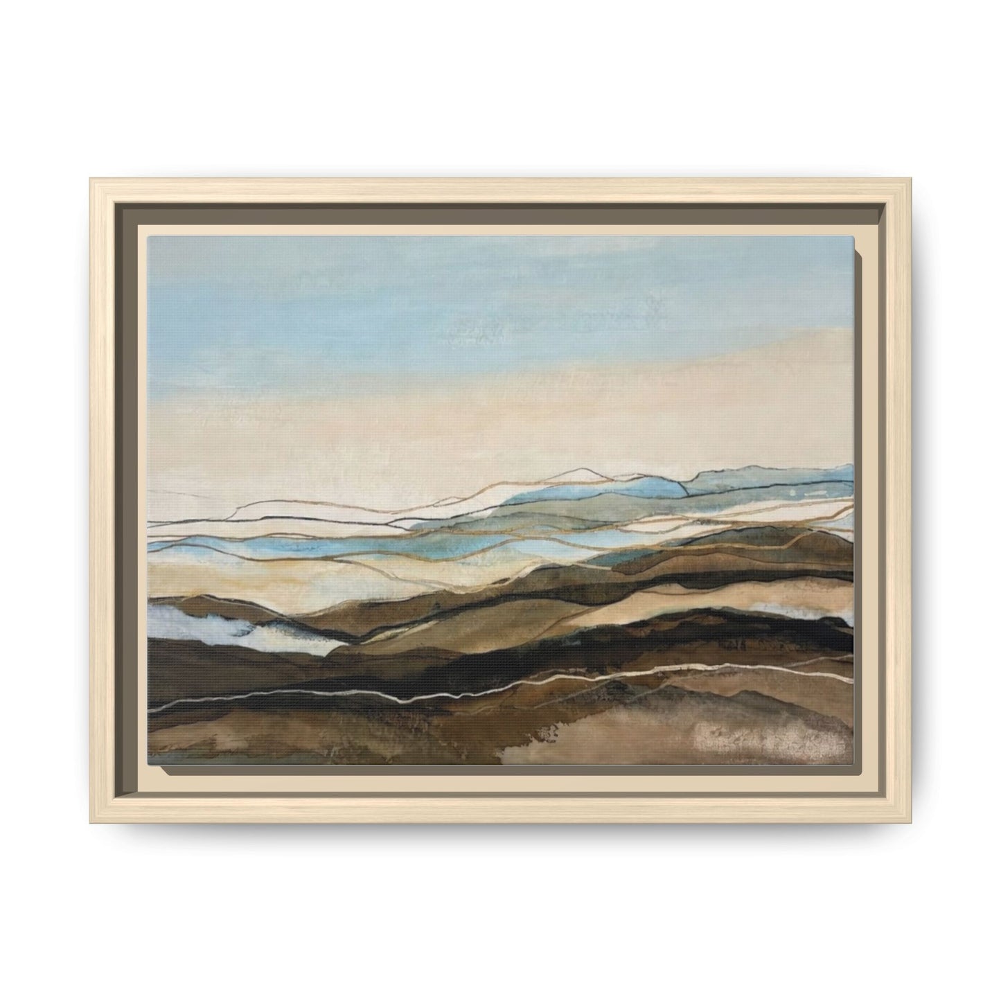 Framed Matte Canvas Print — Abstract Coastal Landscape Wall Art
