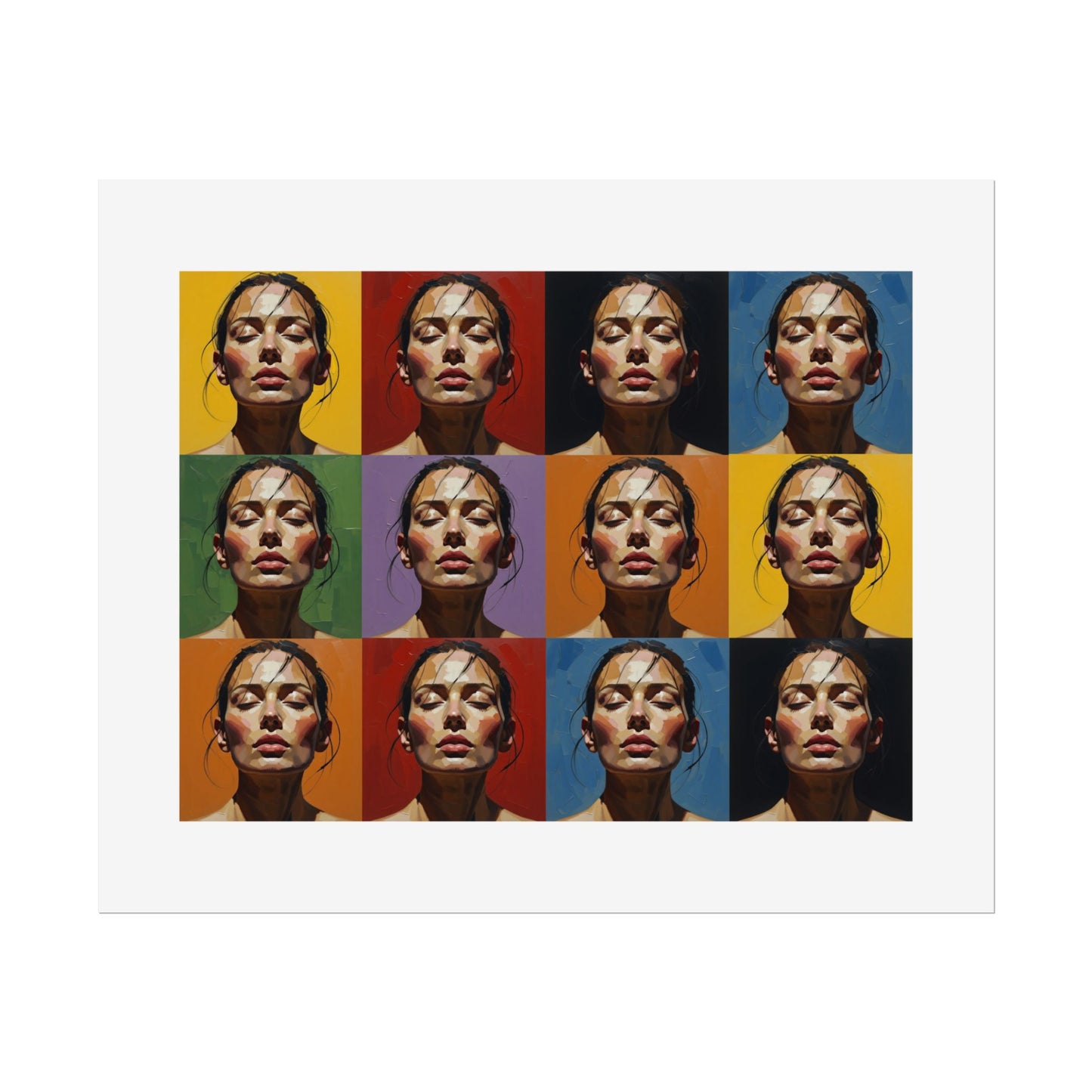 Rolled Poster — Pop Art Portrait Wall Print (Color Grid, 12-Panel)