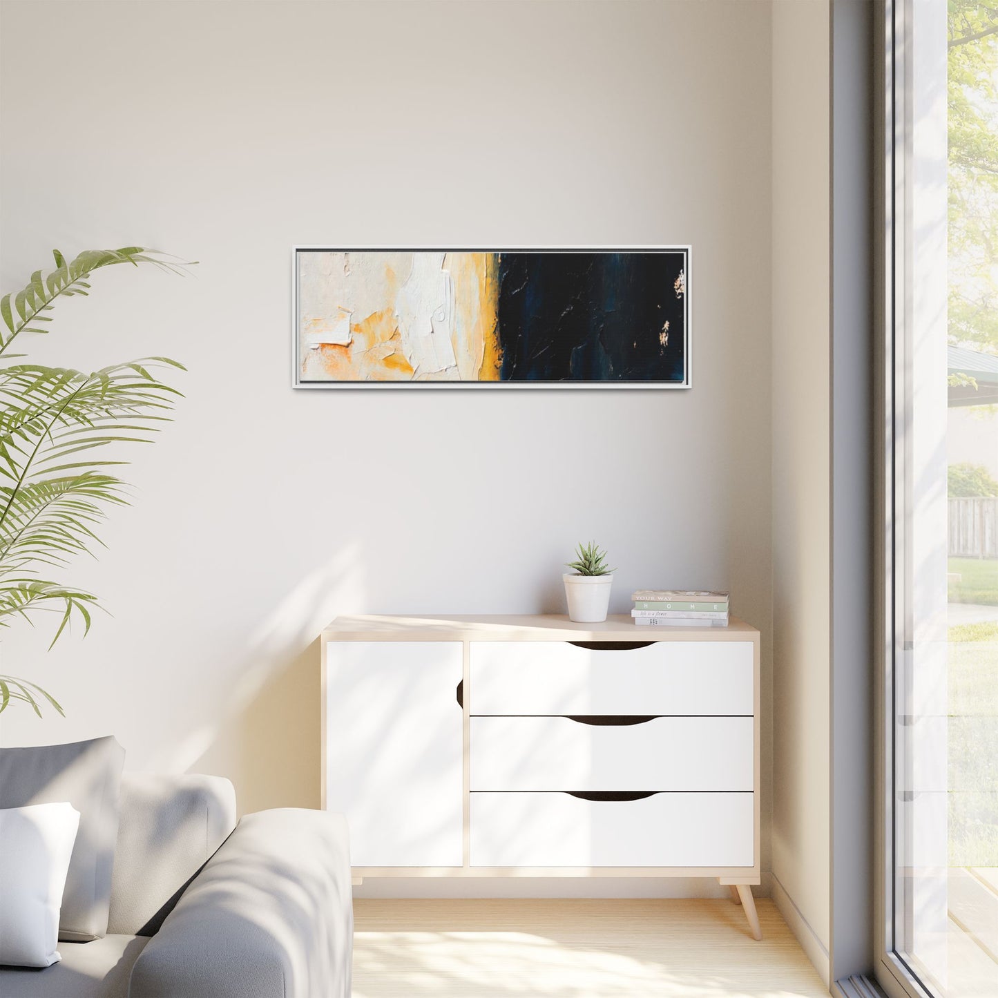 Abstract Coastal Texture Framed Canvas Art — Matte Multi-Color Wall Print