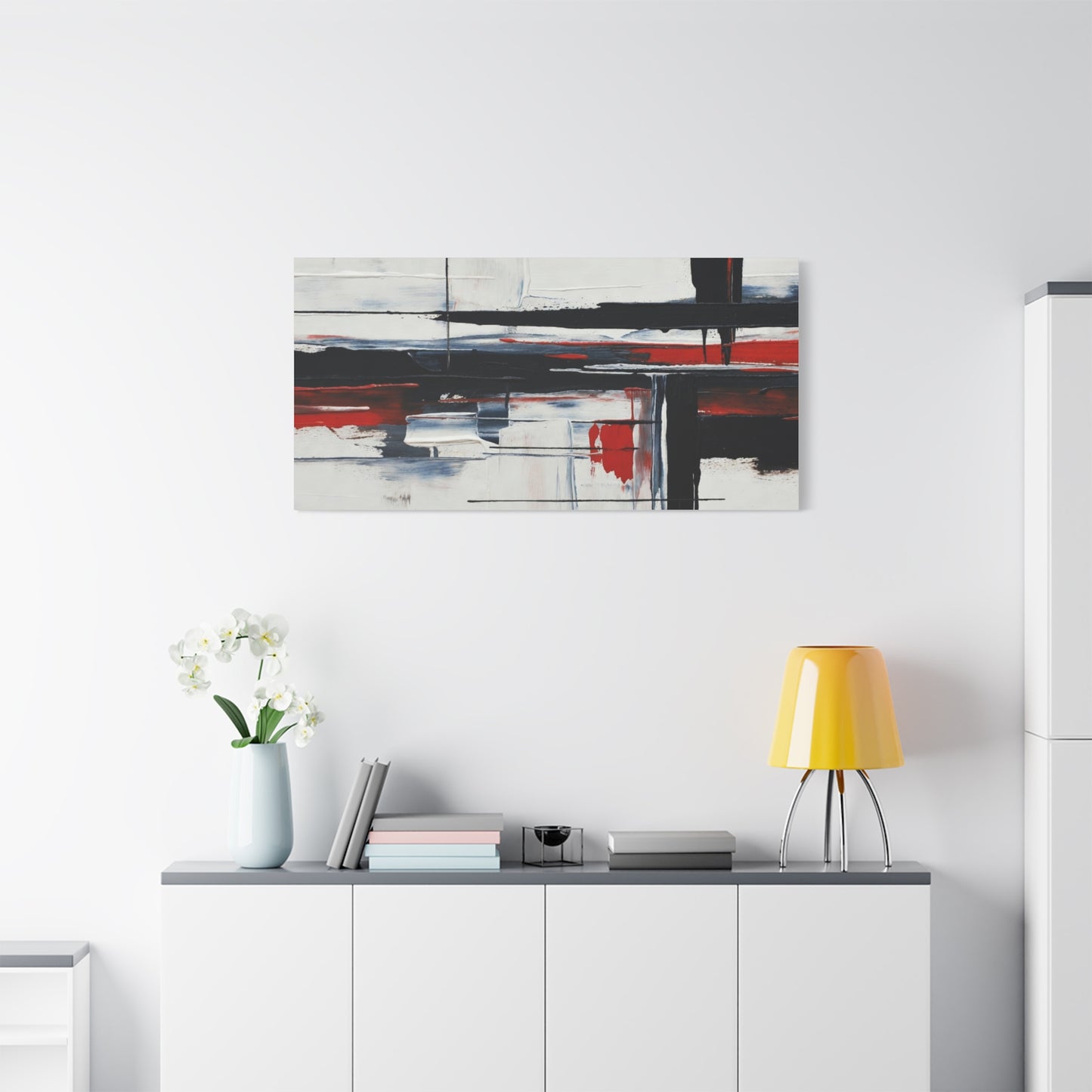 Abstract Red & Black Modern Canvas Art — Matte Stretched 1.25"