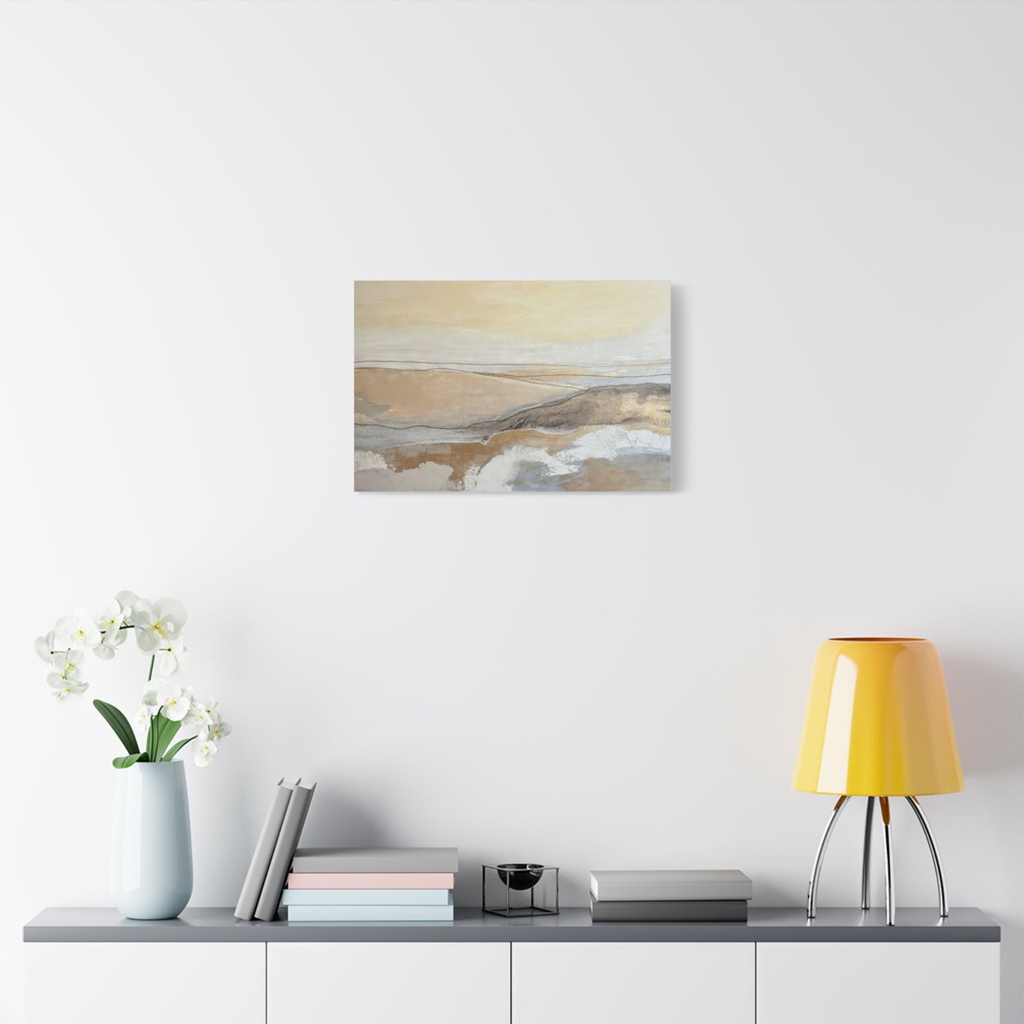 Abstract Coastal Landscape Canvas — Neutral Seascape Matte Stretched Wall Art