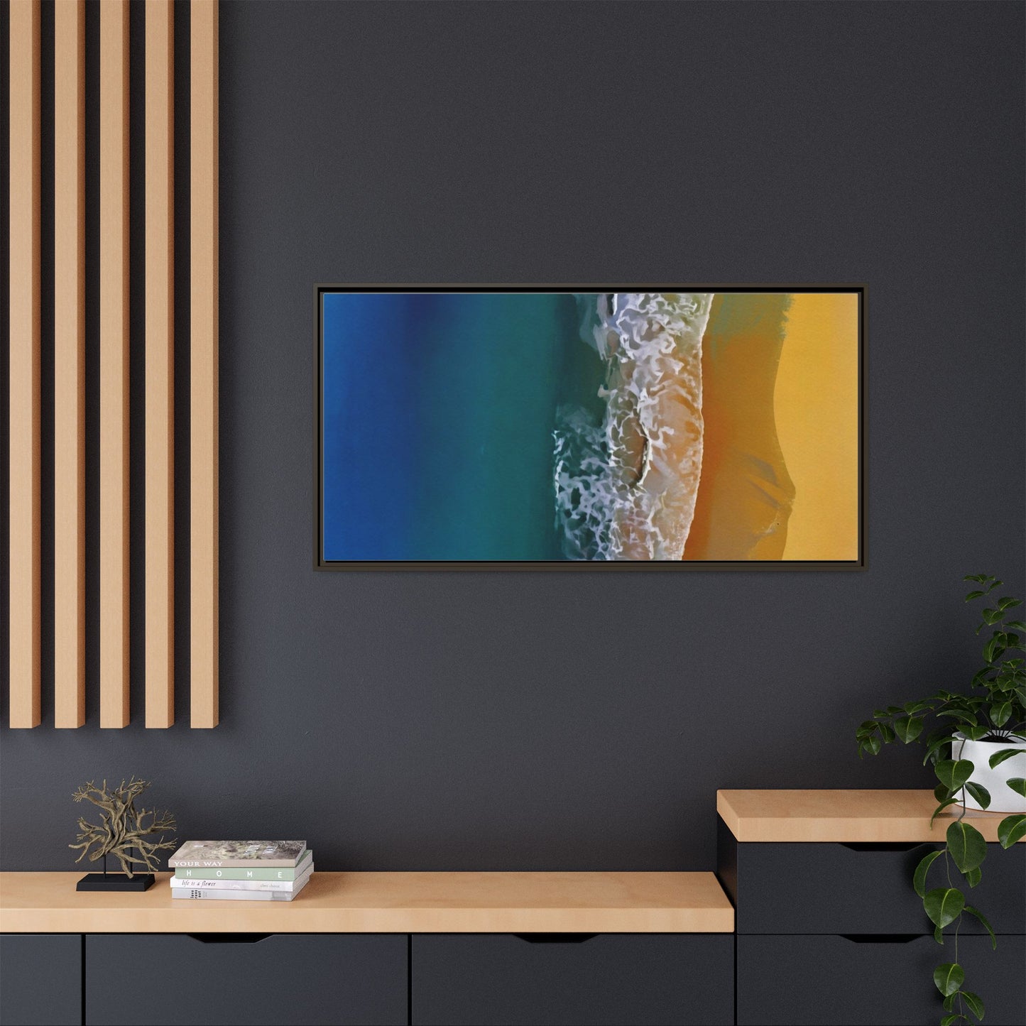 Framed Matte Canvas Seascape Print – Coastal Waves Wall Art