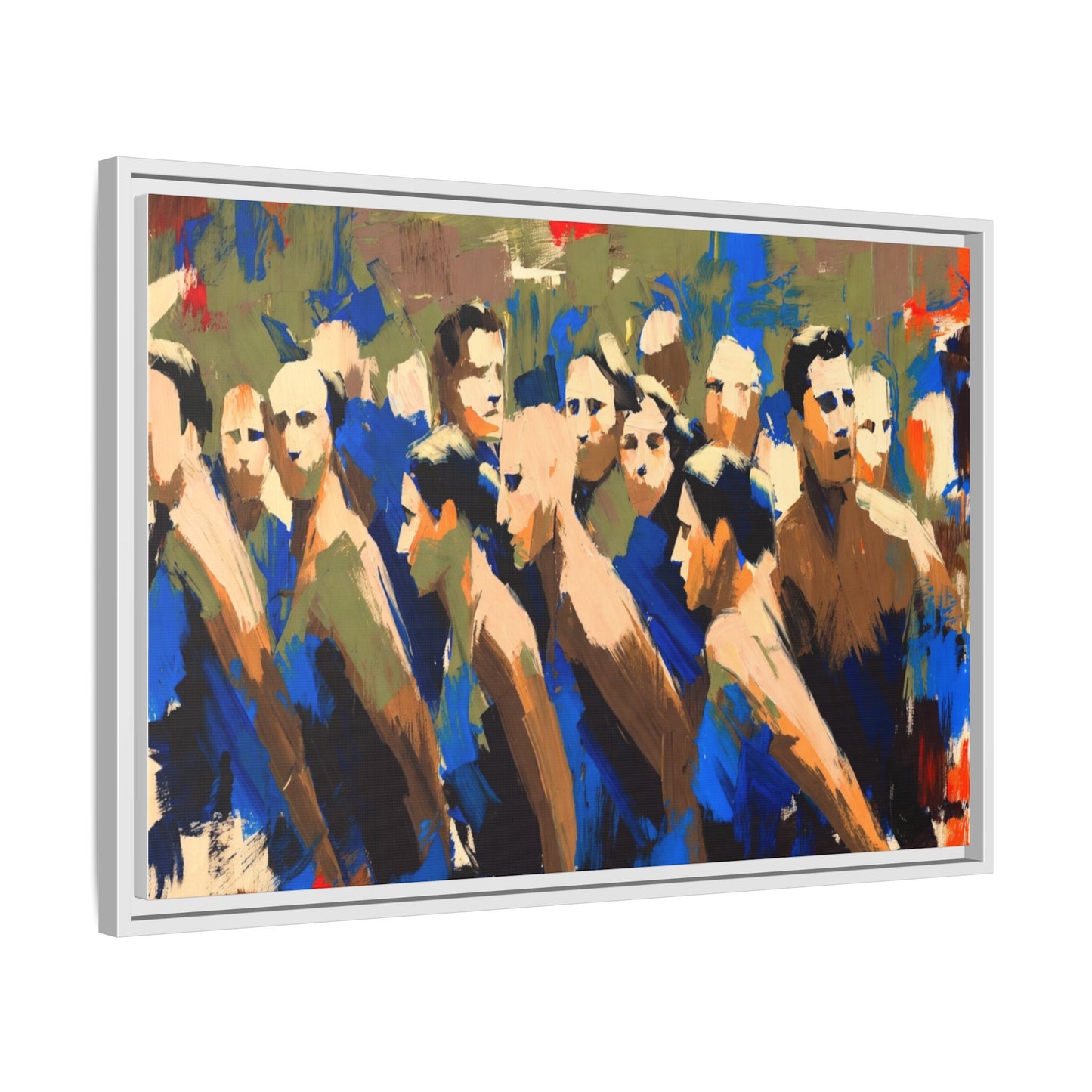 Abstract Crowd Matte Canvas Print — Framed Multi-Color Wall Art