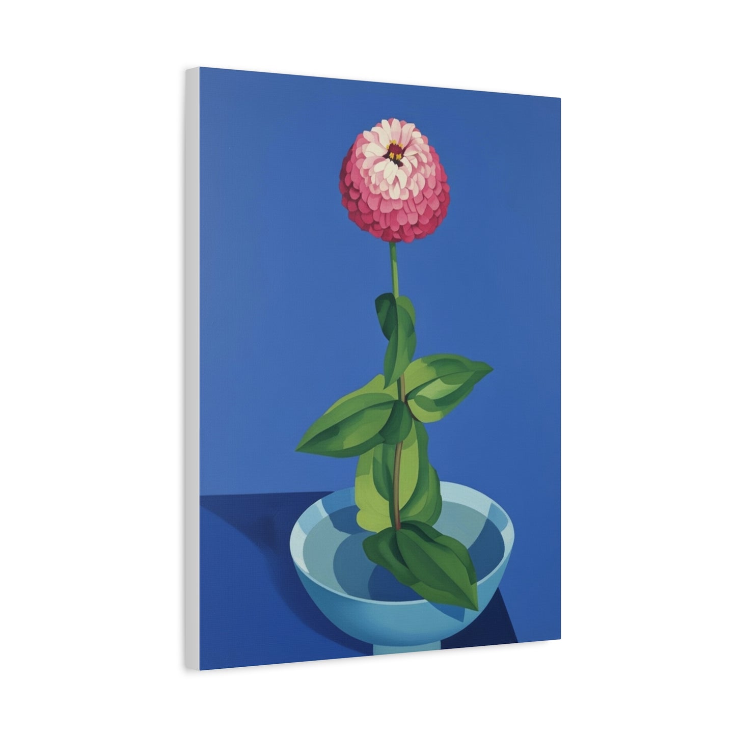 Pink Zinnia Still Life Matte Canvas Wall Art — Stretched 1.25"