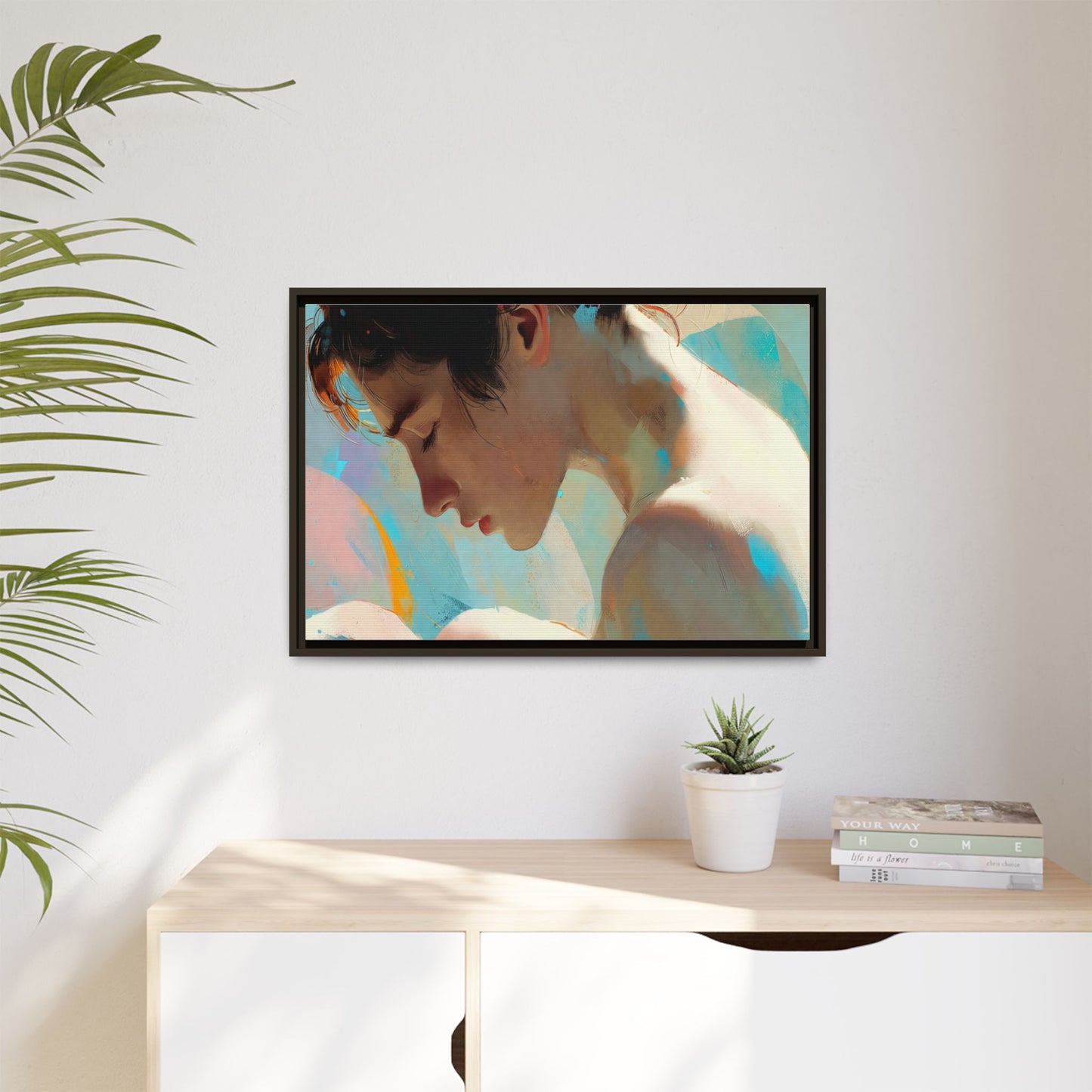 Framed Matte Canvas Print — Dreamy Portrait Art (Multi‑Color)