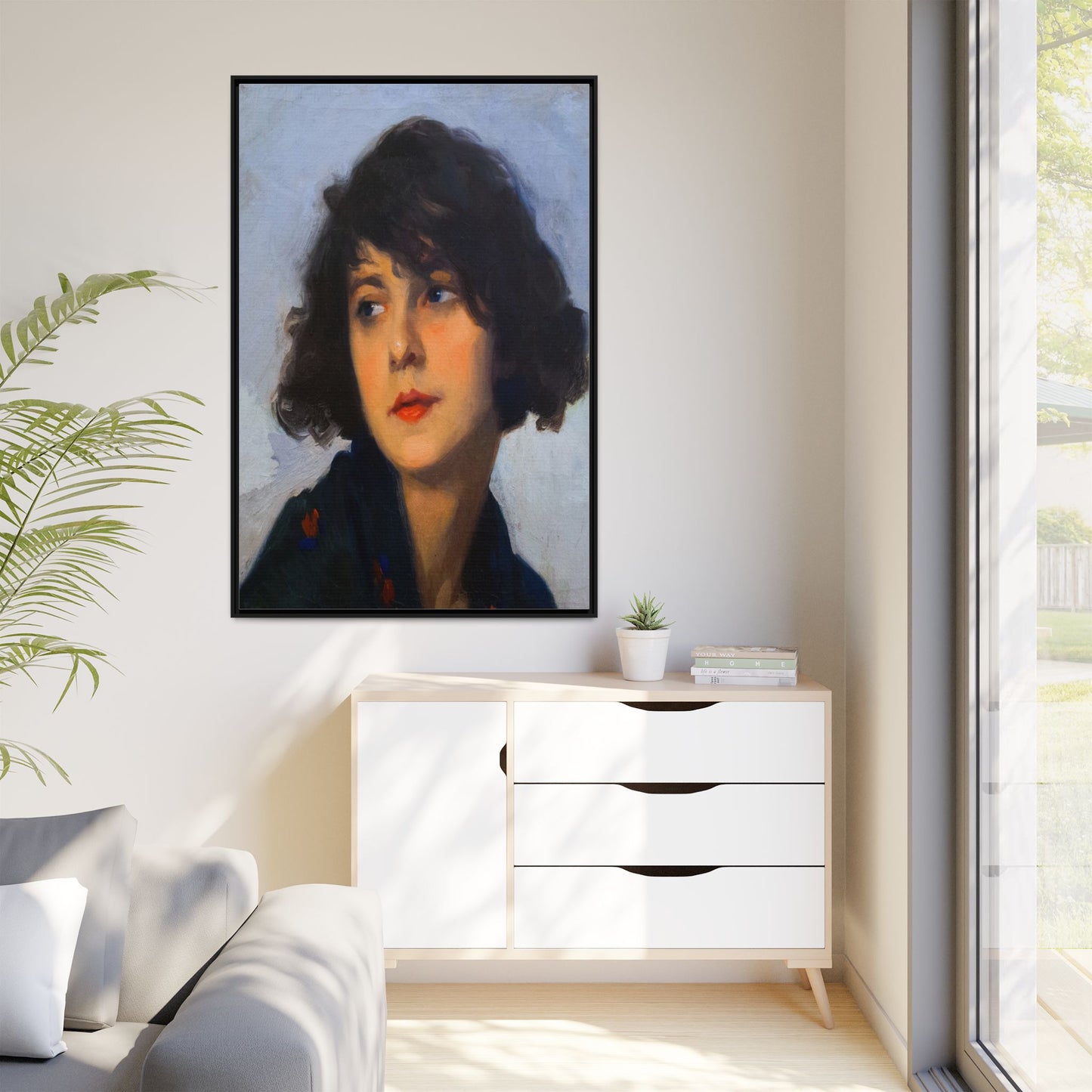 Mulher do chale verde (cropped) by Cyprien Eugene Boulet Framed Matte Canvas Print