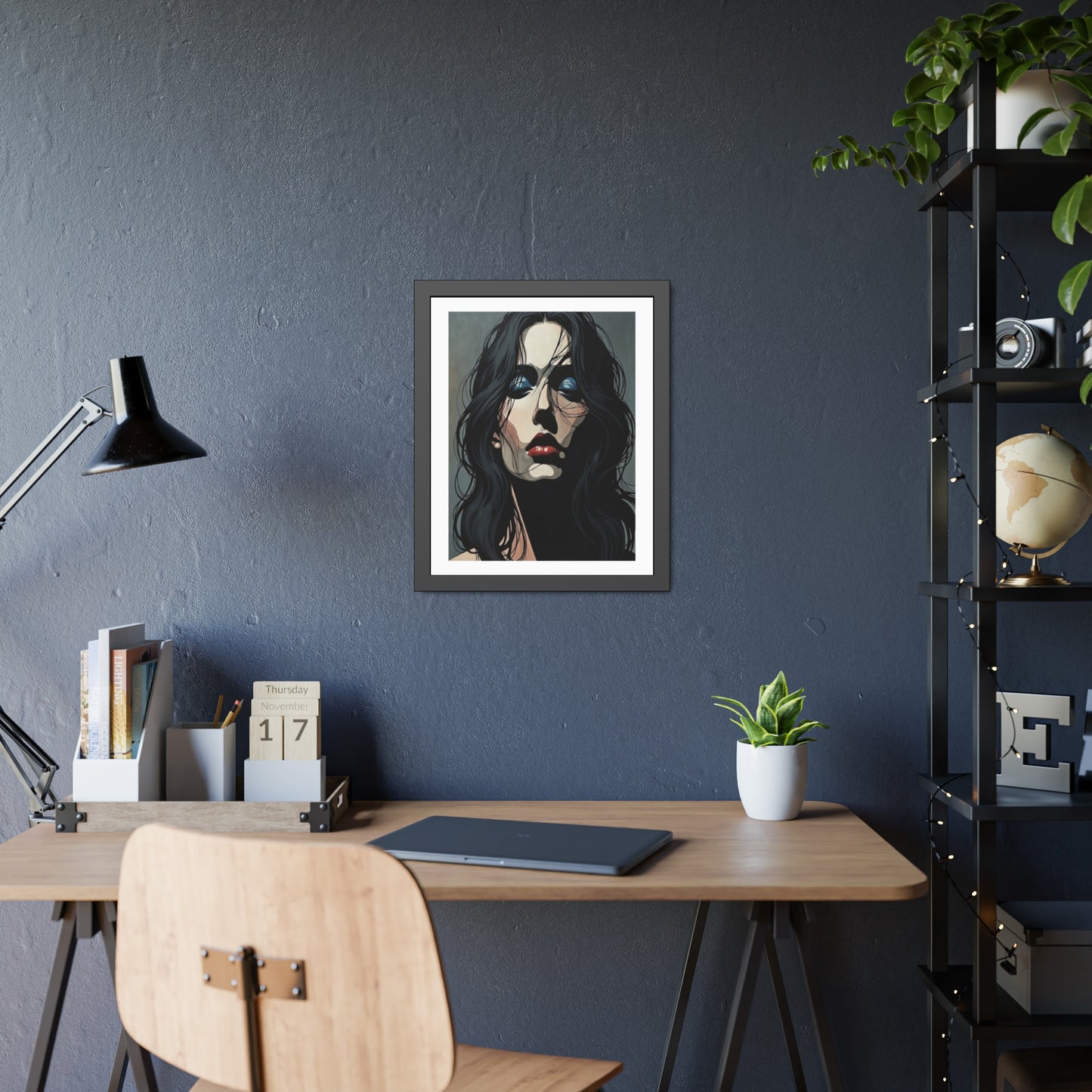 Framed Poster — Moody Portrait Art Print (Dark Feminine Wall Decor)
