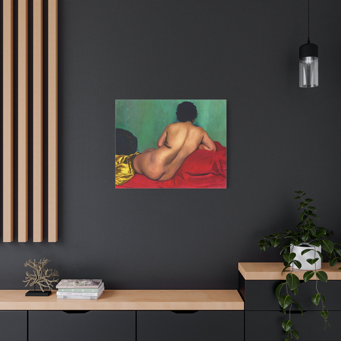 Nu de dos sur un canapé rouge by Félix Vallotton Matte Canvas Wall Art Print