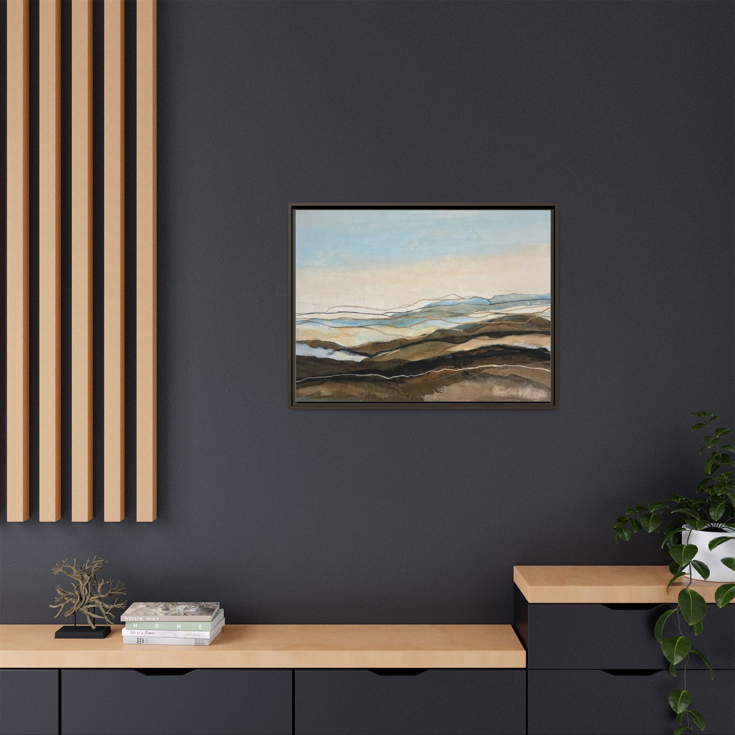 Framed Matte Canvas Print — Abstract Coastal Landscape Wall Art
