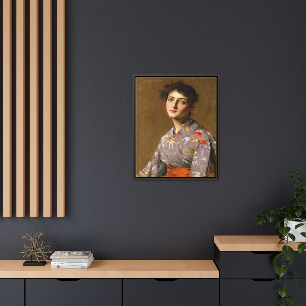 Girl in a Japanese Costume by William Merritt Chase Framed Matte Canvas Wall Art Print