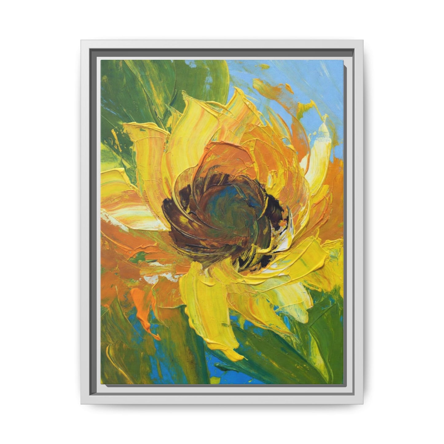 Framed Sunflower Abstract Matte Canvas Print