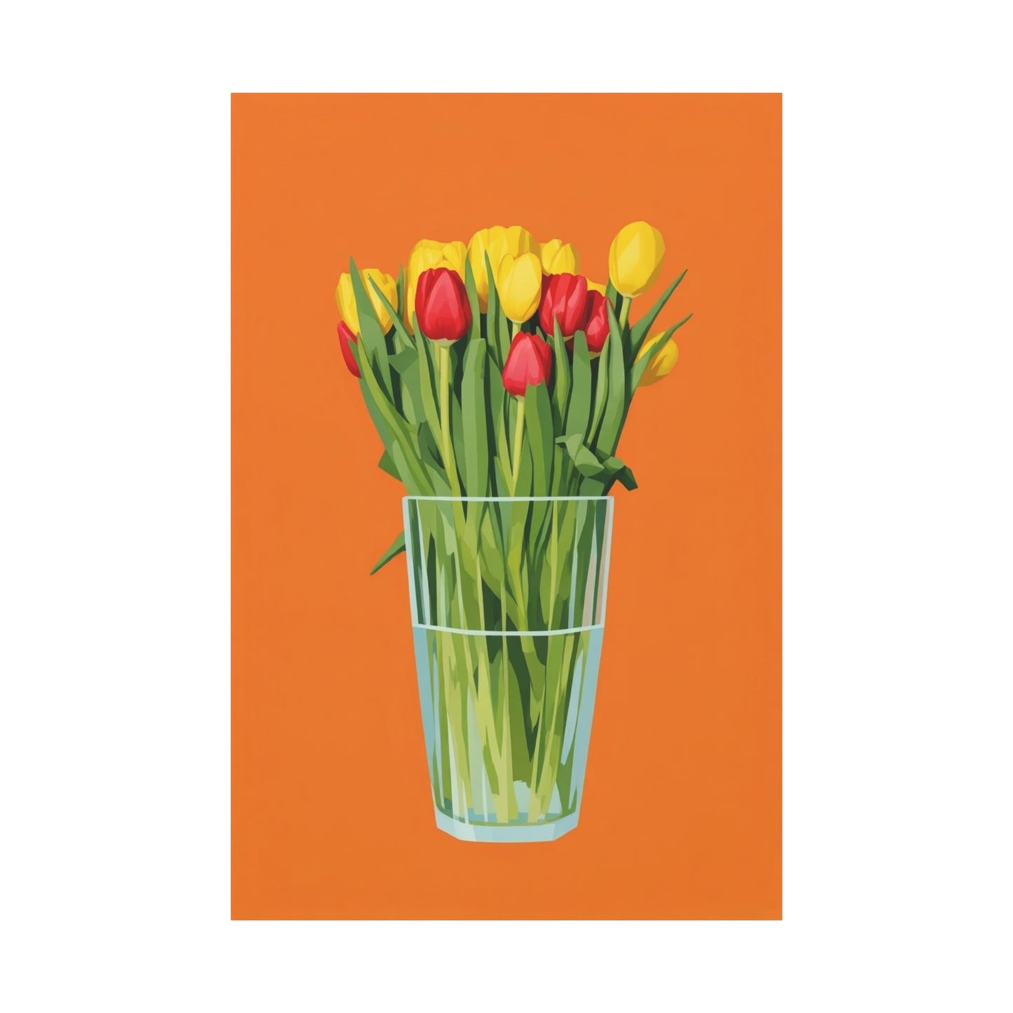 Tulip Bouquet Canvas Wall Art – Glass Vase on Orange
