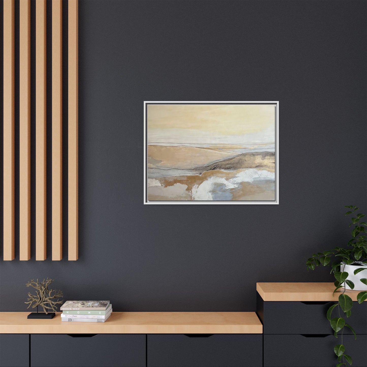 Framed Abstract Coastal Landscape Matte Canvas Wall Art