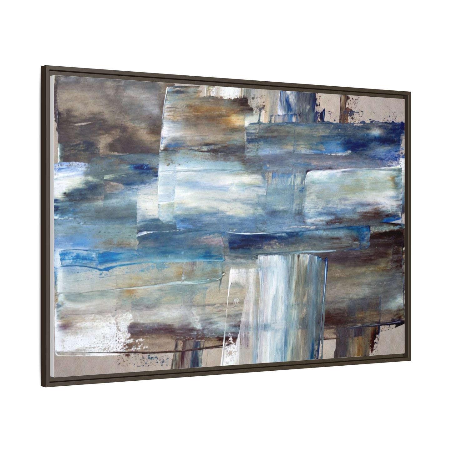 Abstract Blue Coastal Matte Canvas Framed Wall Art