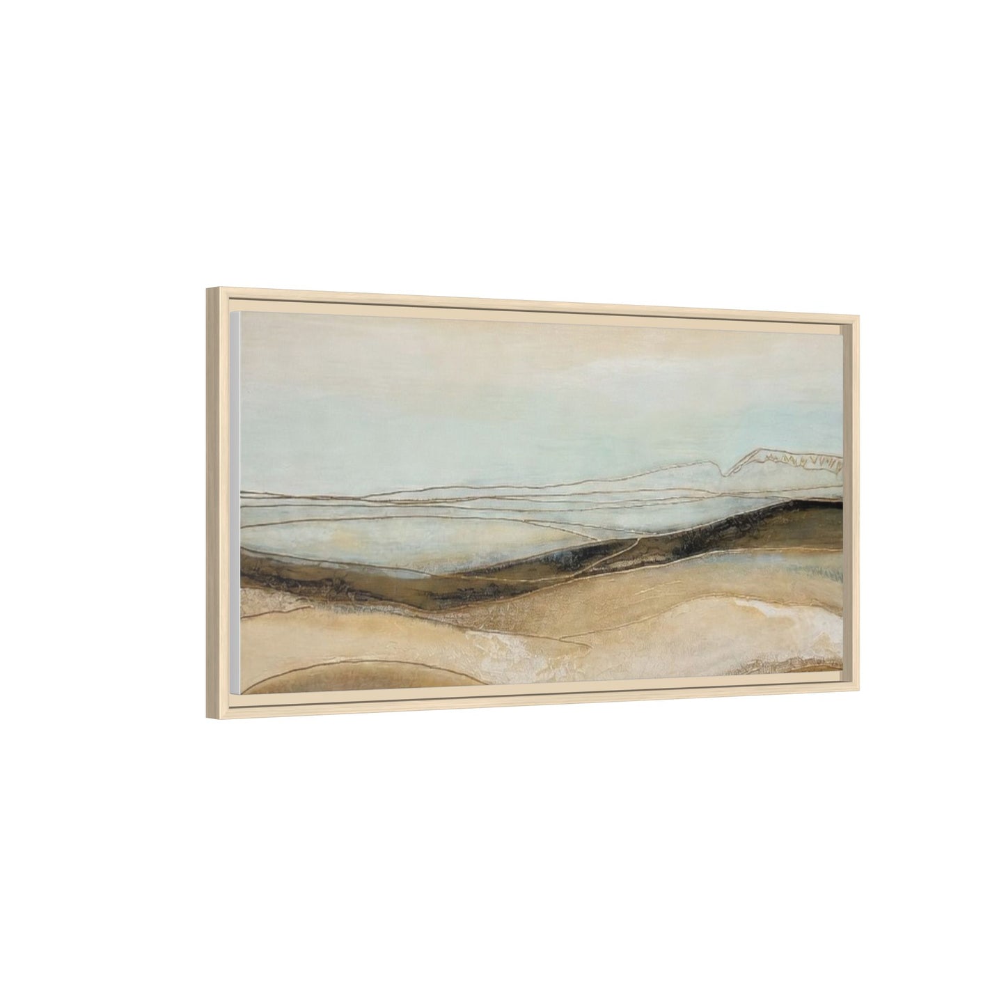 Framed Matte Canvas Wall Art — Neutral Abstract Landscape in Soft Blues & Earth Tones