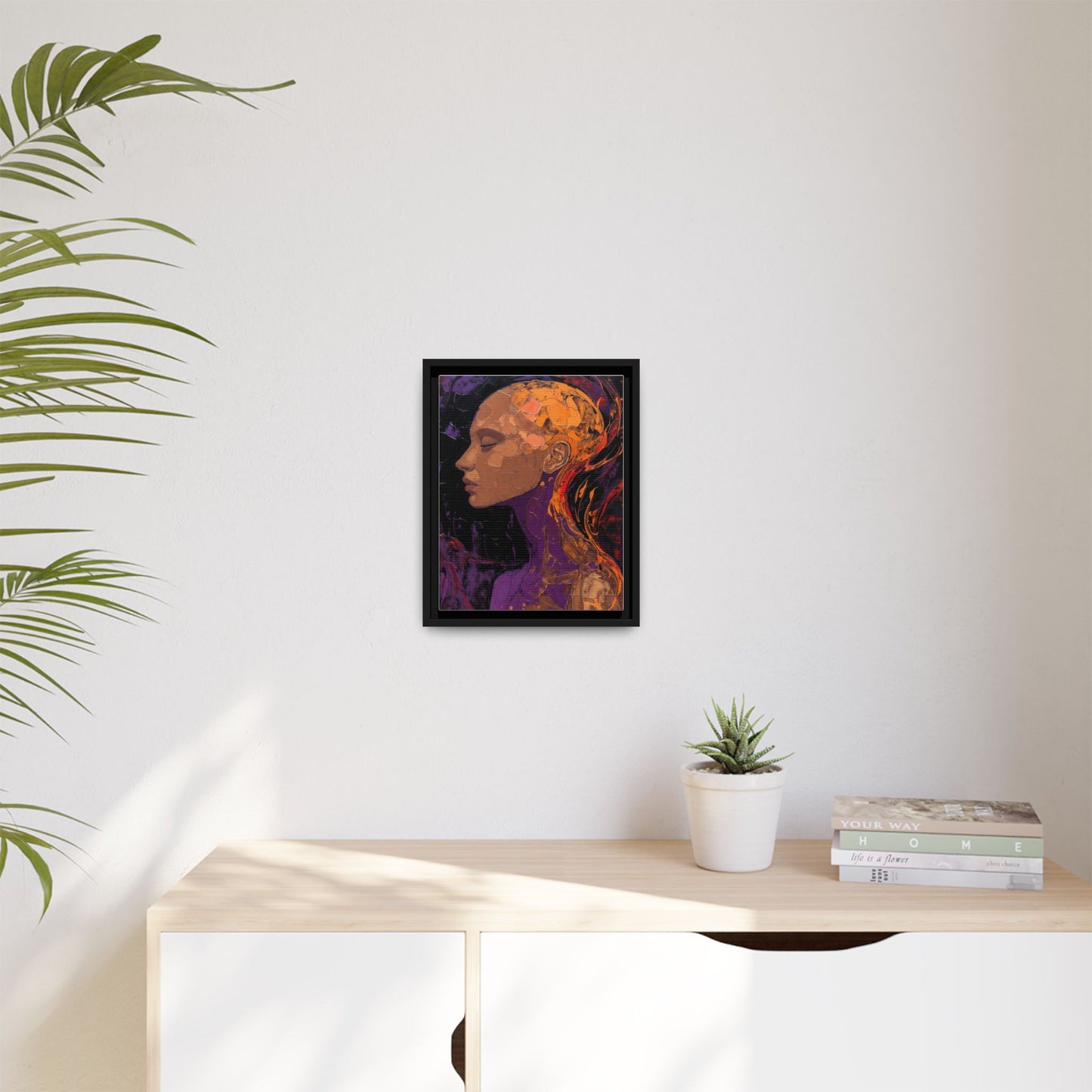 Abstract Profile Portrait Matte Framed Canvas — Multicolor Feminine Art Print