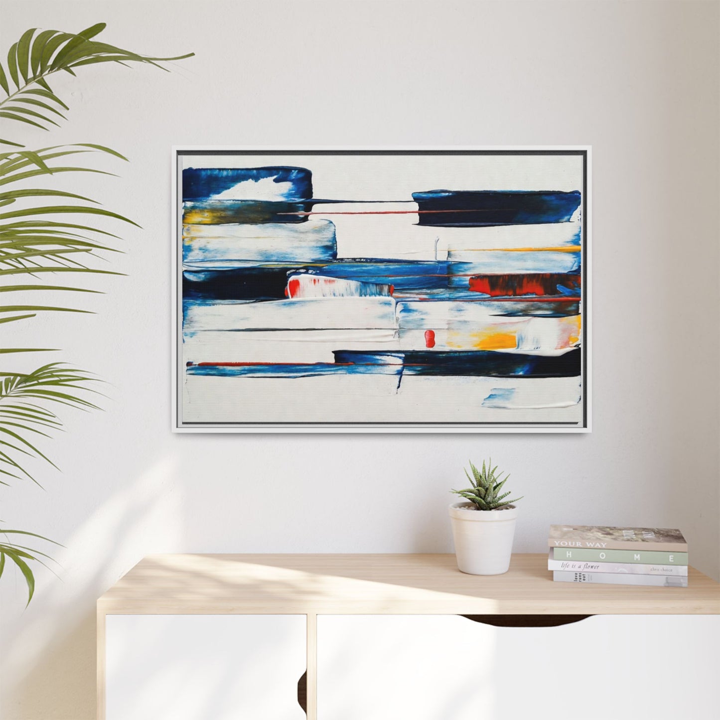 Abstract Coastal Brushstrokes Framed Canvas Print