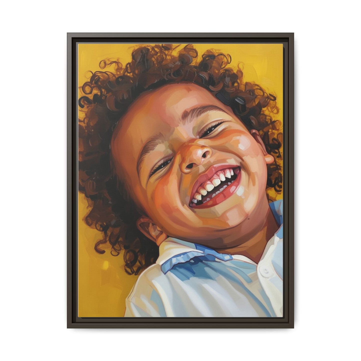 Framed Matte Canvas Print – Joyful Child Portrait, Colorful Nursery Wall Art