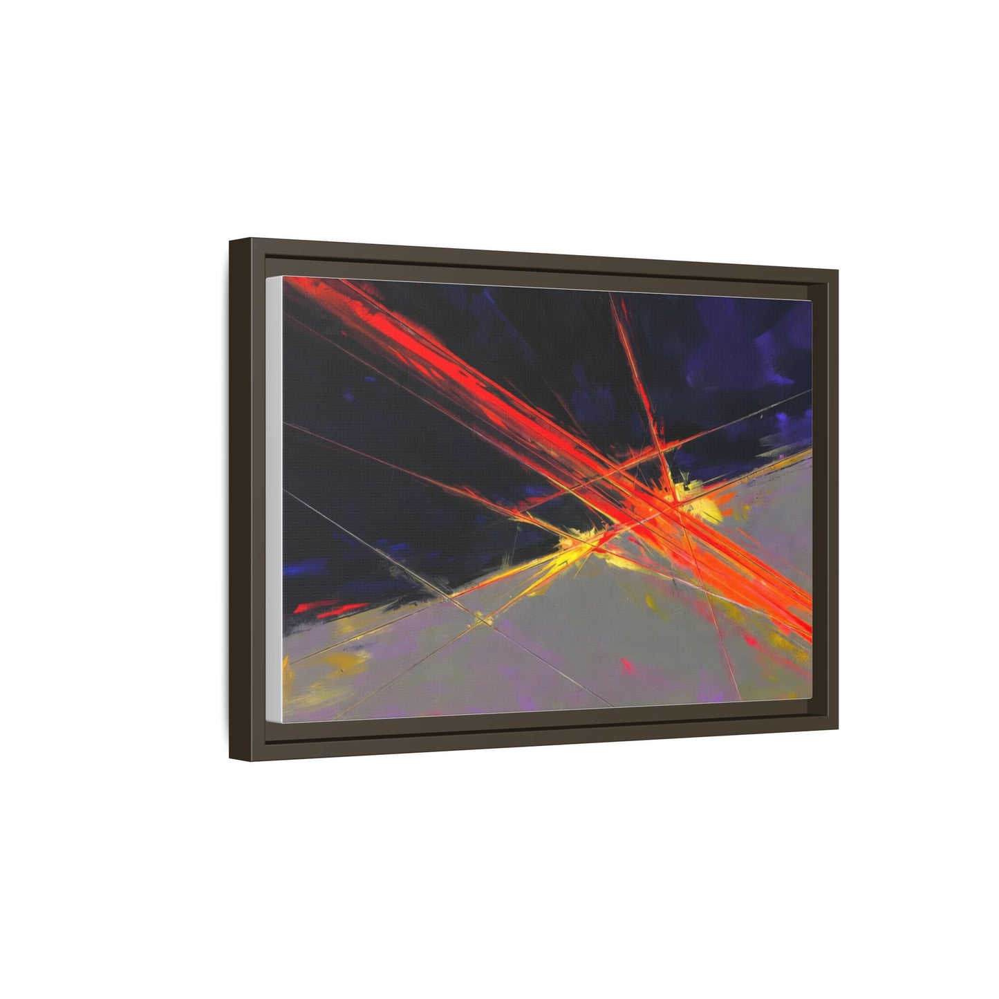 Abstract Red Streaks Framed Matte Canvas Art — Modern Multi‑Color Wall Decor