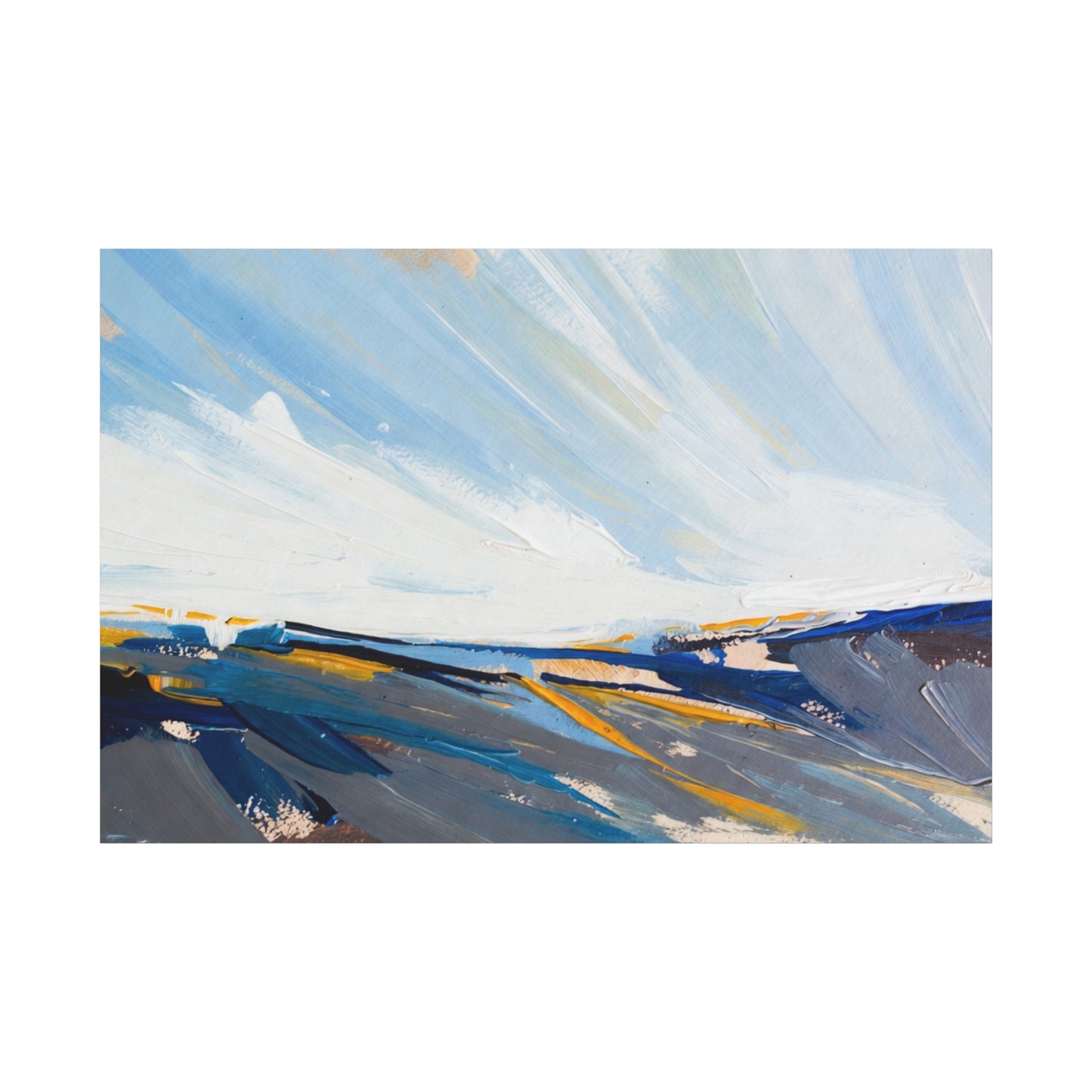 Abstract Coastal Landscape Canvas Print — Blue Sky Seascape Wall Art