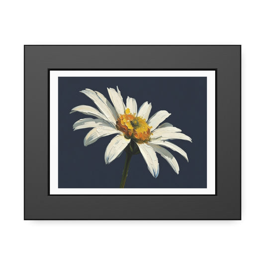 Framed Daisy Art Print — White Daisy Wall Poster in Black Frame