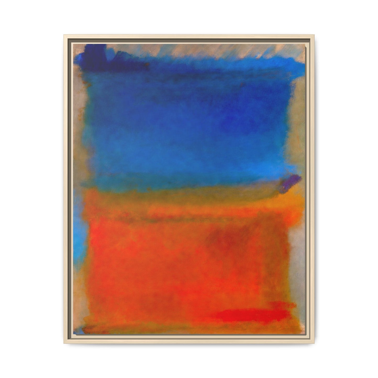 Abstract Color Block Matte Canvas Framed Wall Art — Blue & Orange Modern Painting