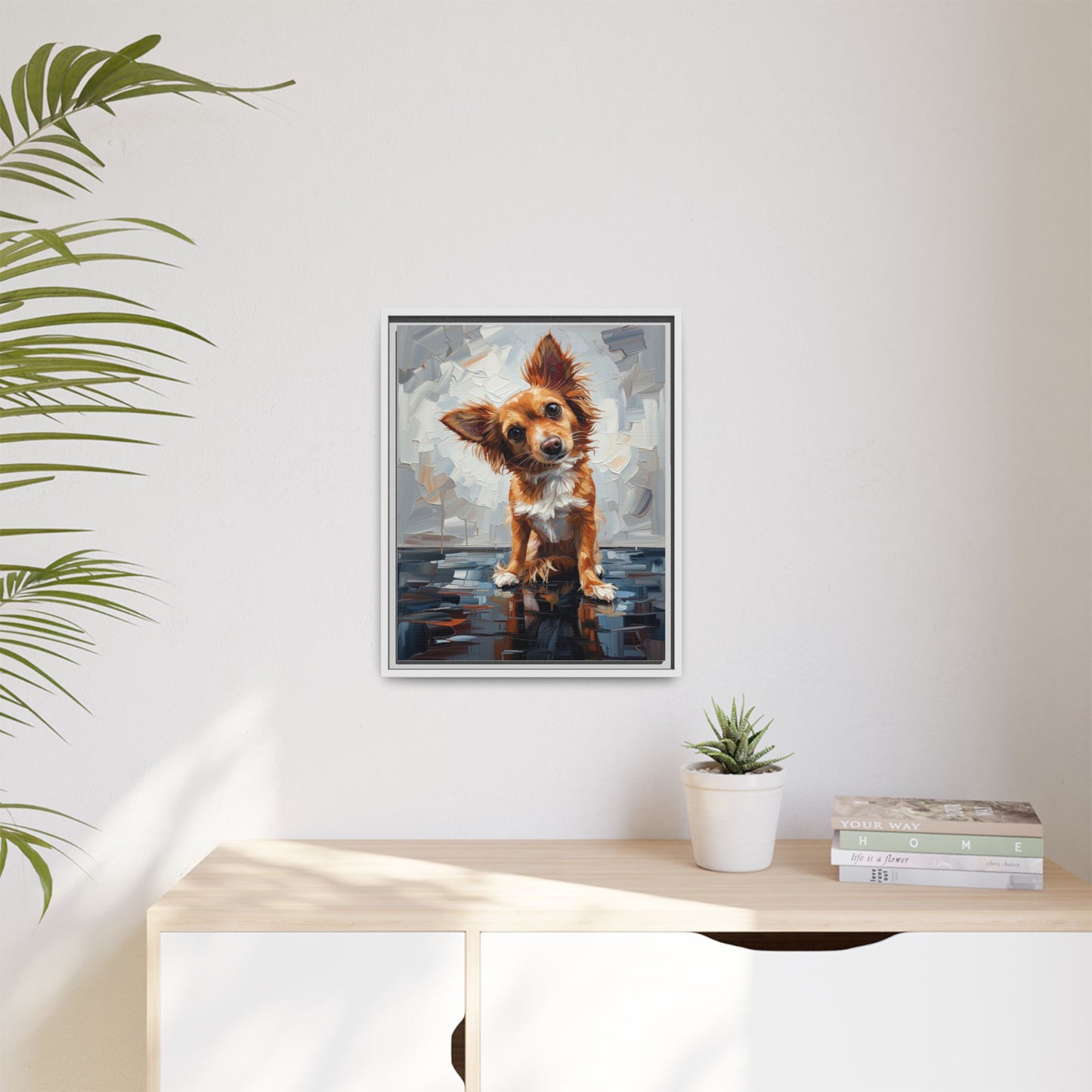 Framed Matte Canvas Print — Playful Brown Dog Portrait