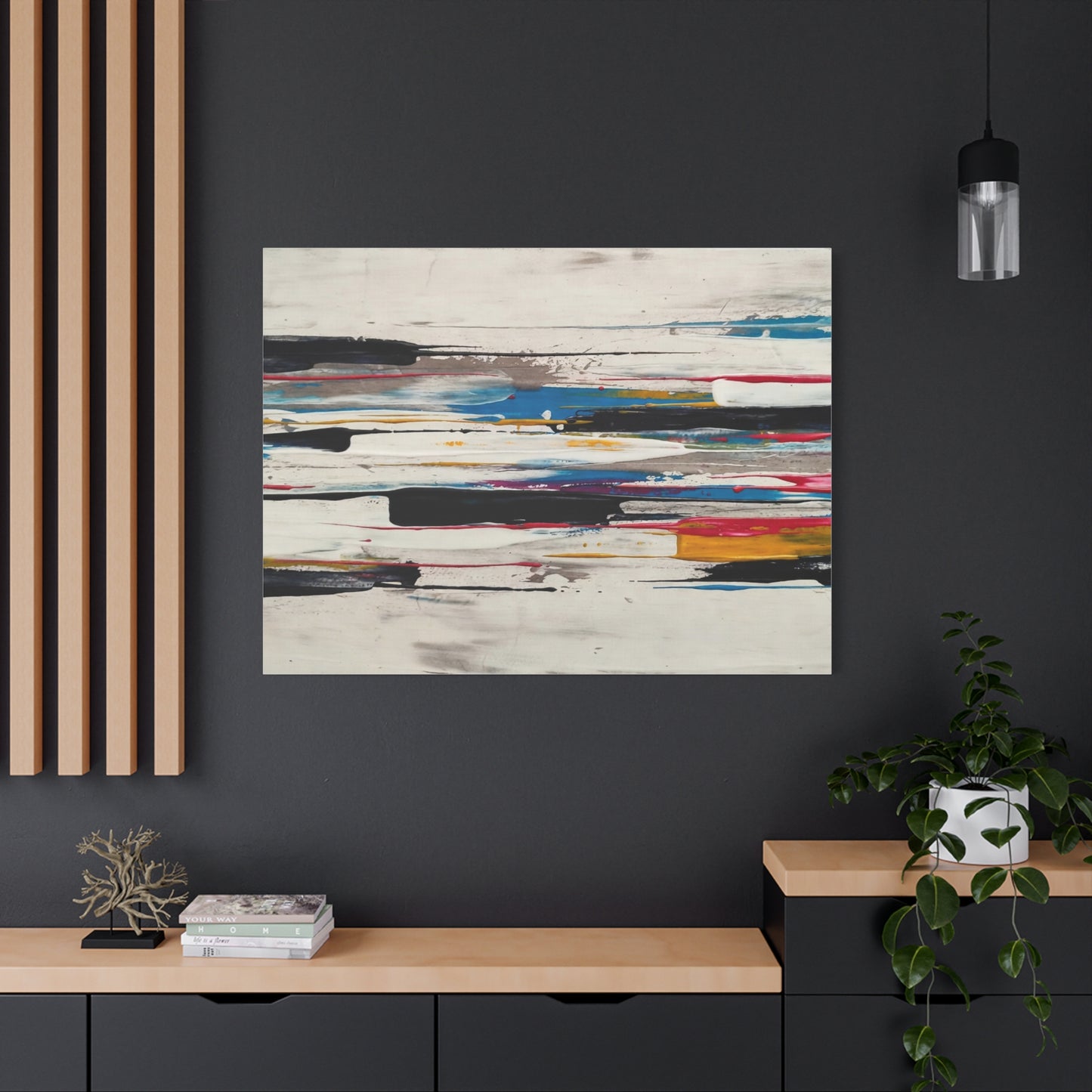 Abstract Color Streaks Matte Canvas Print — Modern Horizontal Wall Art